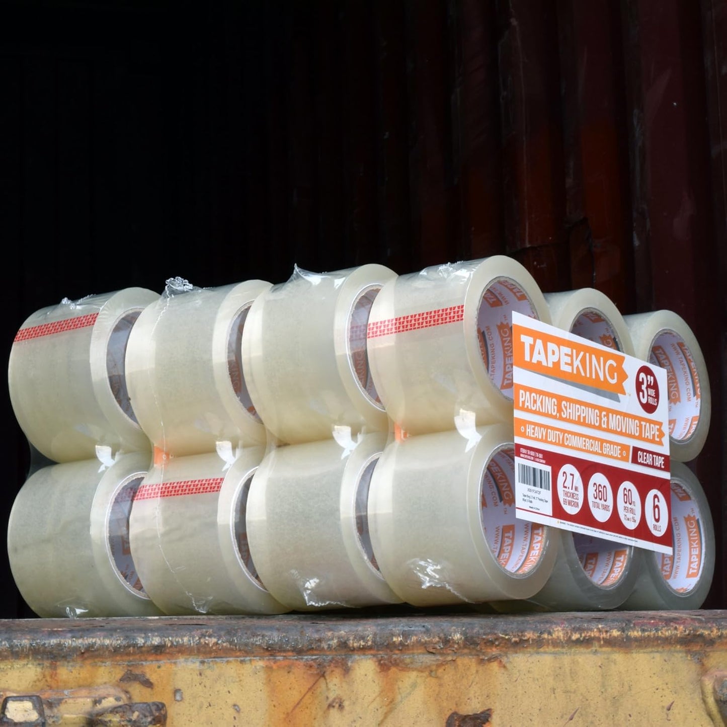 Tape King Clear Packing Tape 3 Inch Wide (24 Rolls) | Heavy Duty Packing Tape 2.7mil Strong Adhesive for Moving Boxes, Shipping Cartons, Office Use, Storage & Wrapping (1440 Yards)