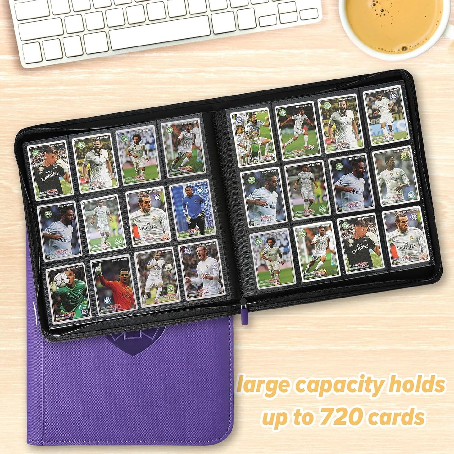 Trading Card Binder 12 Pocket, GERMUN PU Cover Card Binder for 720 Cards, Premium Trading Card Holder Folders, Double Sided Pocket Card Album for MTG, TCG (Purple)