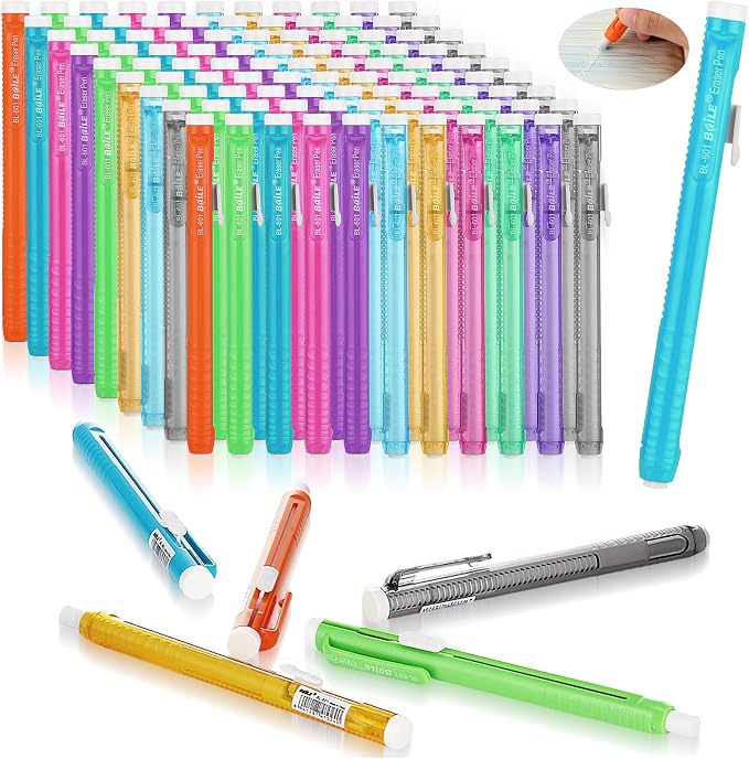 Ctosree 48 Pcs Retractable Mechanical Eraser Bulk Portable Pen Erasers by Ctosree