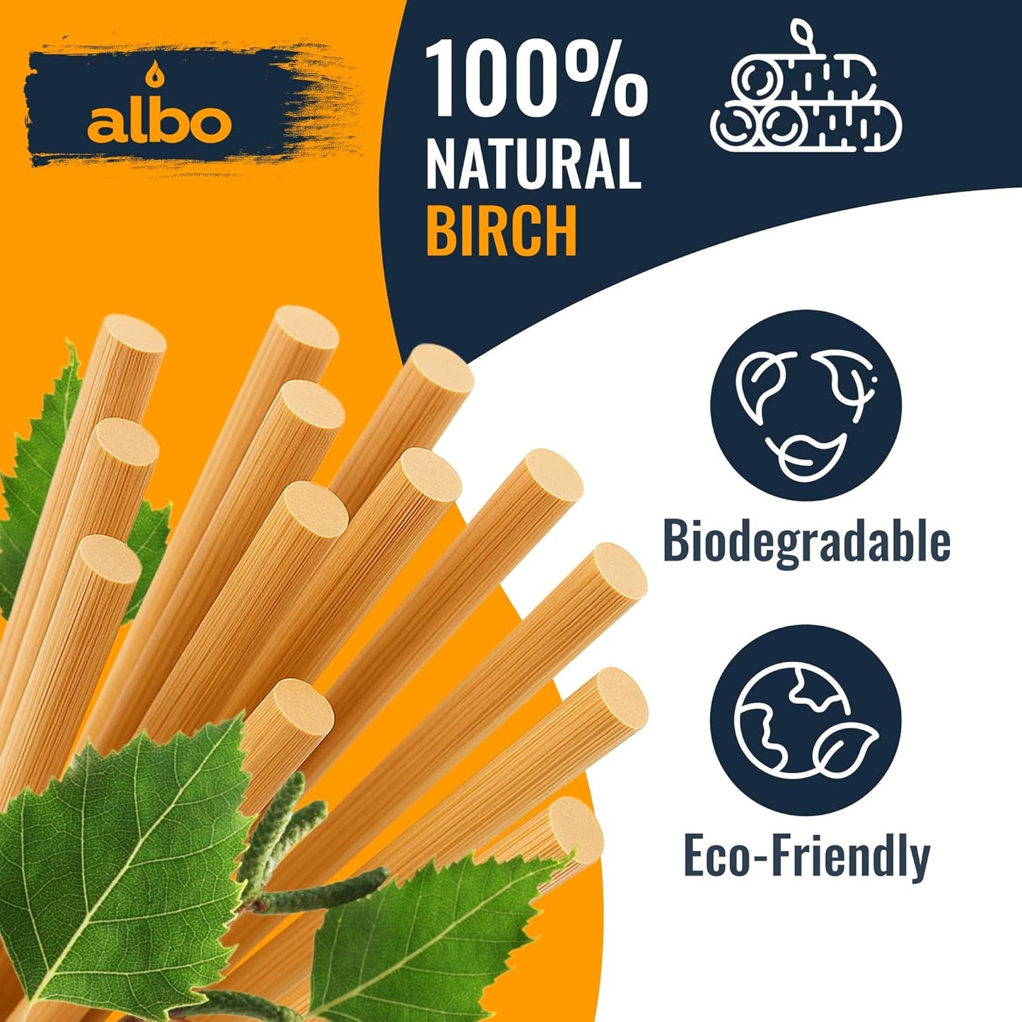 ALBO Wooden Dowel Rods 100 PCS 1/8" x 6" Inch Round Wood Sticks for Crafts, DIY Projects and Macrame Hardwood Assorted Bouquet Sticks Cake Dowels for Tiered Cakes