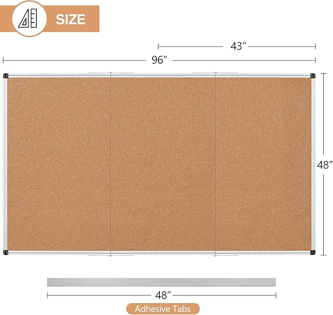 Extra Large Cork Bulletin Board 96" X 48", Foldable Notice Pin Board - Image 3