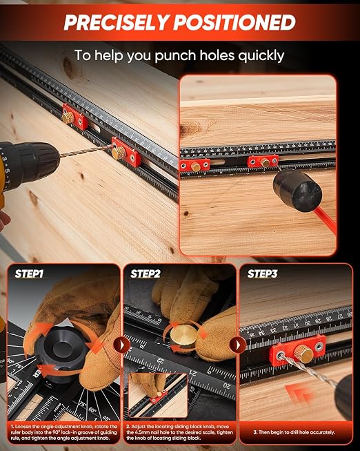 Saker 4-in-1 Scriber Marking Line Ruler, 29.5in Spliceable Extended T Square - Image 8