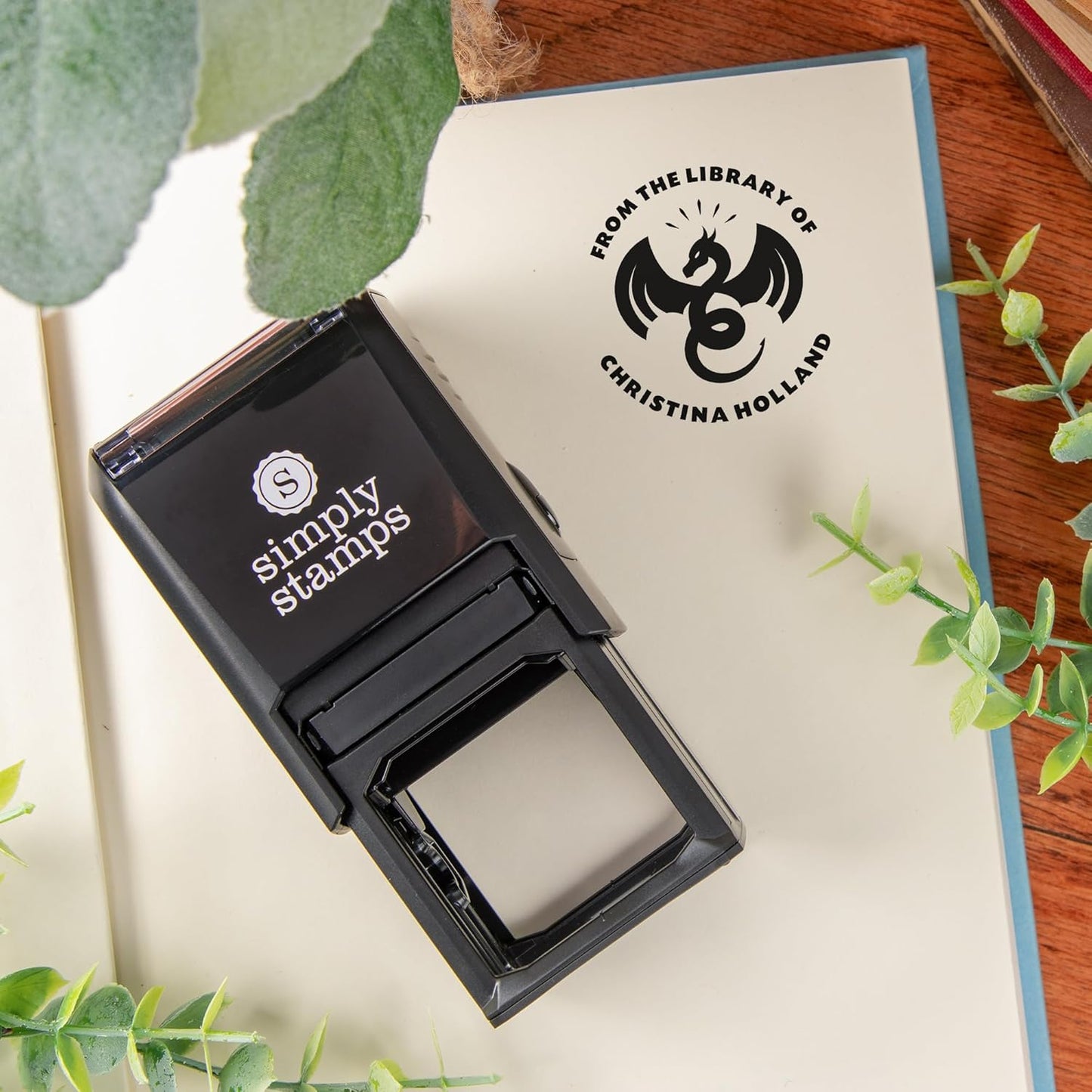 from The Library of Embossers & Stamps for Fantasy Book Readers | Custom Embosser | Custom Stamp | Ex Libris | Elevate Your Fantasy Collection of Stories and Novels (Design 5, Self-Inking Stamp)