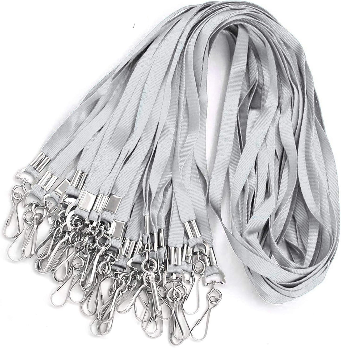 Bird Fiy Gray Bulk Lanyards for Id Badges Nylon Neck Flat Lanyard for ID Name Badge Holder/Name Tag (Gray, 50Pcs)
