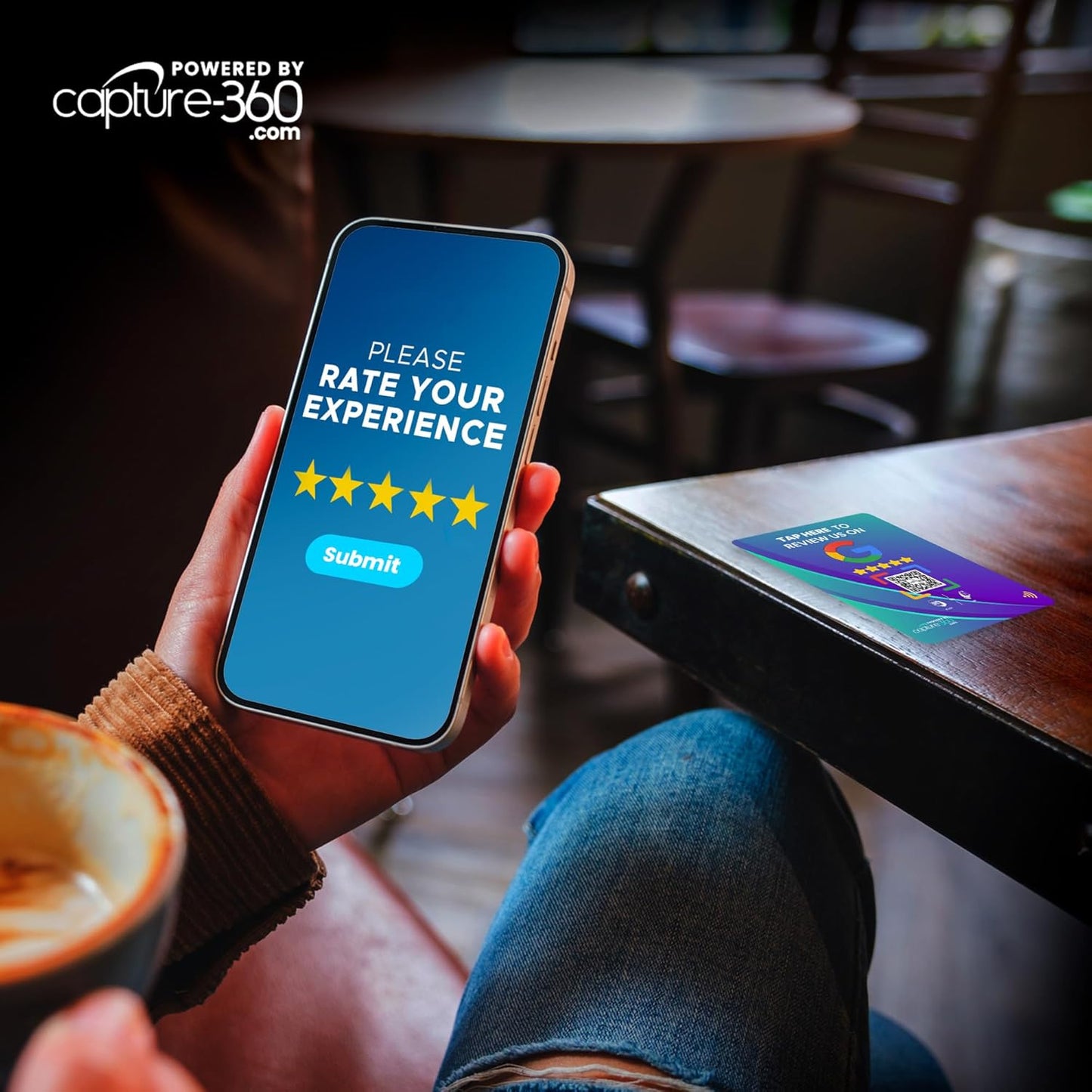 Google Review NFC & QR Tap Card by Capture 360, NFC Instant Review card, All Phones Compatible, Friendly Dashboard, Live Analytics, Reusable Card, Boost Business Feedback (Blue, 2-Pack Google Cards)