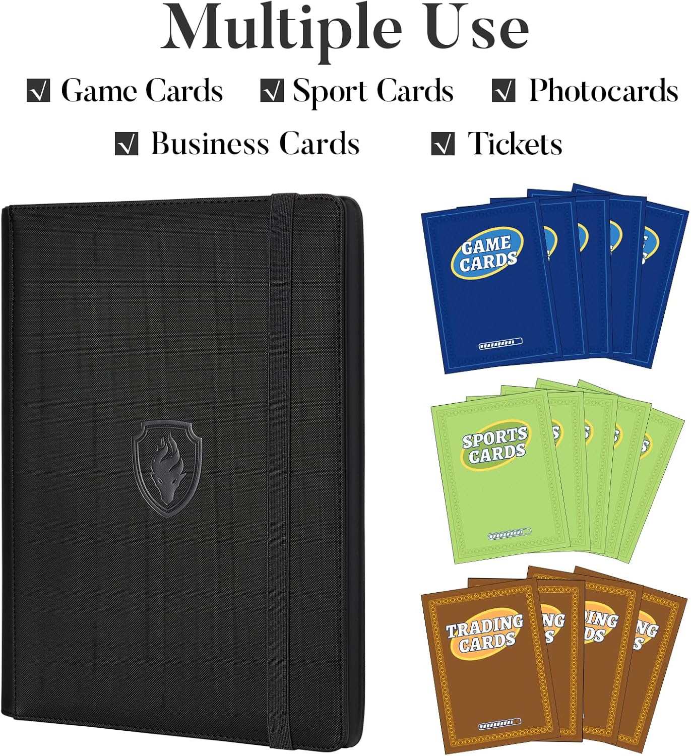 PU Cover Card Binder - 9 Pocket, Sturdy Card Collection Album, Trading Card Holder Folders for YuGiOh, MTG, TCG & Sports Cards, Royal Blue