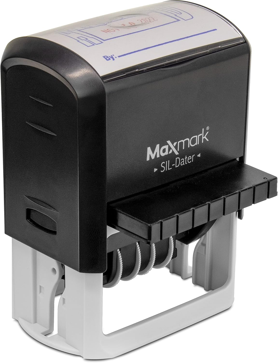 MaxMark Large Self-Inking Rubber Date Office Stamp with Received Phrase & Date - Red Ink, 12-Year Band - Style 3