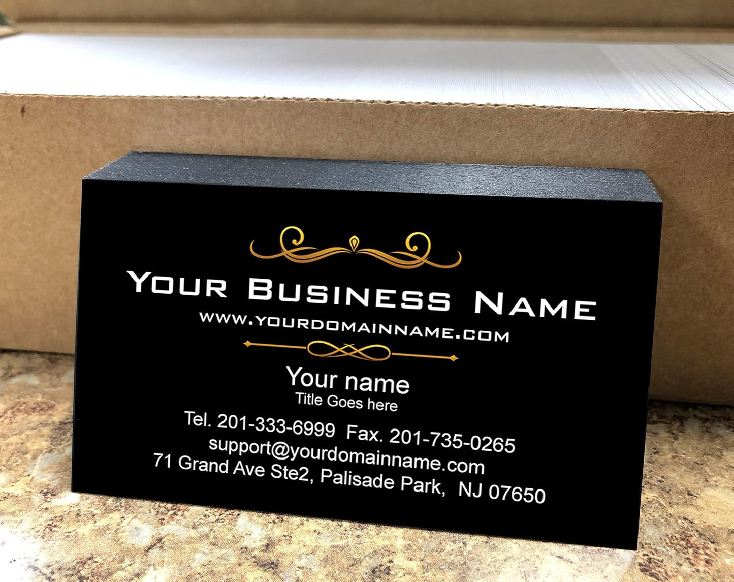 IMPACTONLINEPRINTING, Business Cards 100pcs - Thick Smooth16Pt Paper(350gsm), Black-Classic