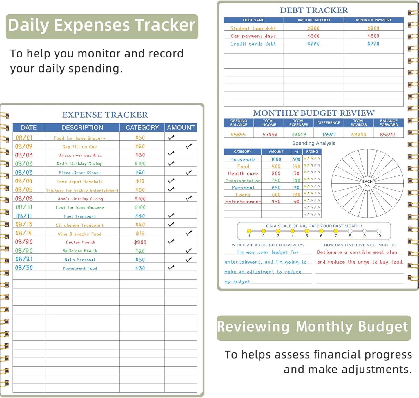 Monthly Budget Planner - 14 Months Undated Financial Planner Organizer Budget Book with Expense and Debt Tracker Notebook to Manage Your Money Effectively, Bill Planner and Organizer