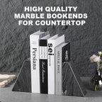 Karibiber Marble Bookends for Heavy Books, Decorative Book Ends for Shelves - Image 6