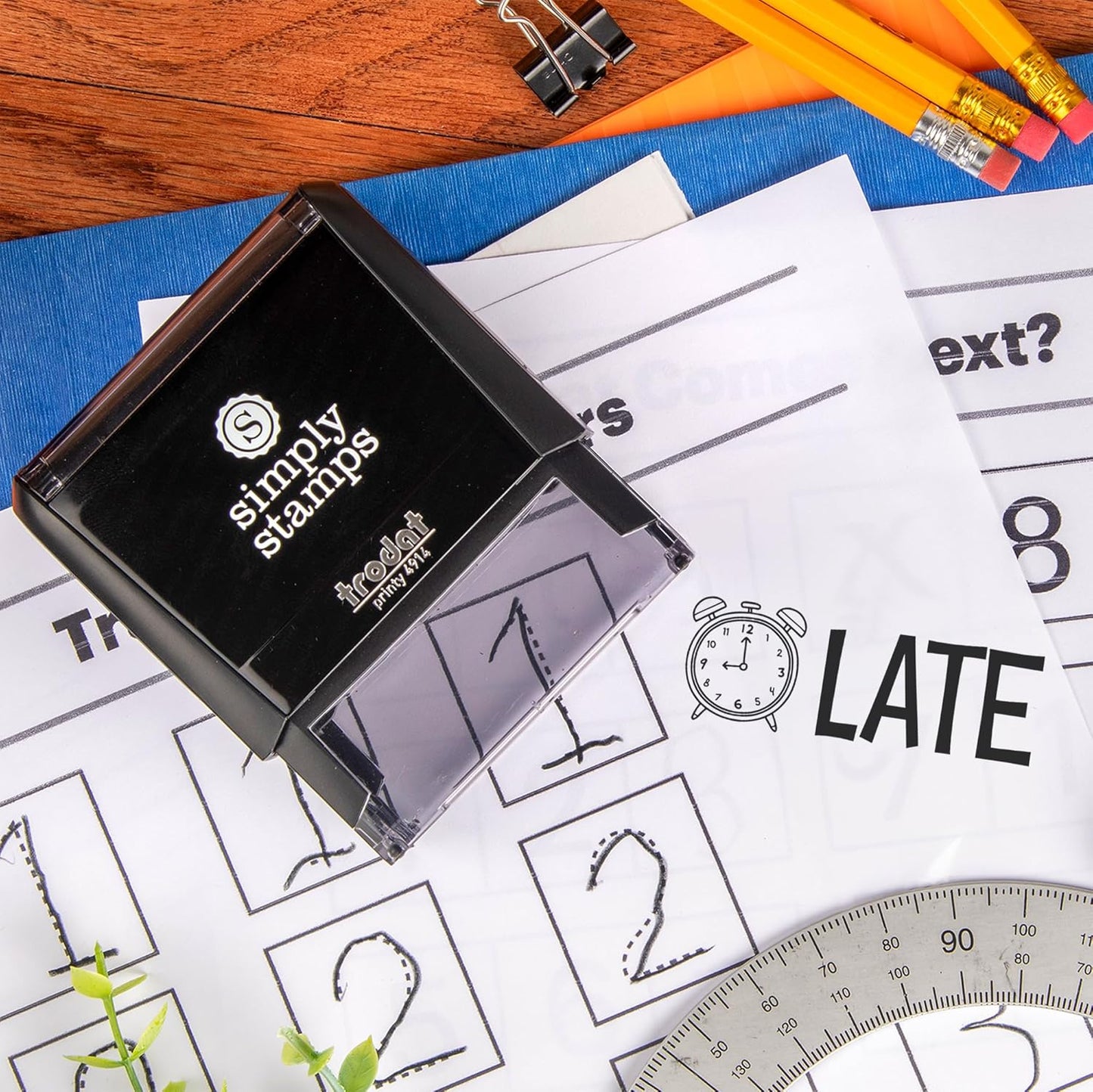 Custom Self-Inking Stamps | 49 Designs | Fun Phrases | Grading Made Easy | Classroom, Library, Wide Book Stamps (Xtra)