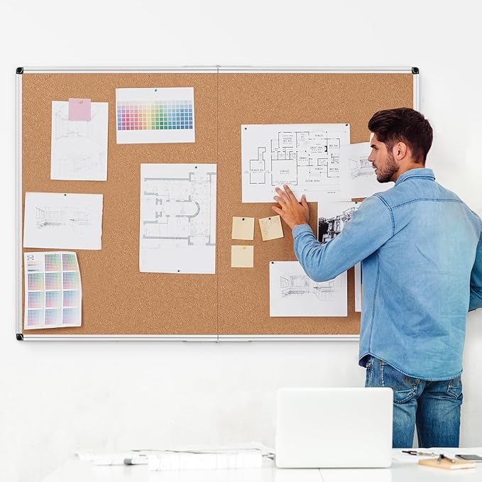 Extra Large Cork Bulletin Board 60" X 48", Foldable Notice Pin Board - Image 2