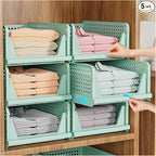 SNSLXH 5 Pack Stackable Closet Organizer Box, Space-Saving Clothes Storage by SNSLXH