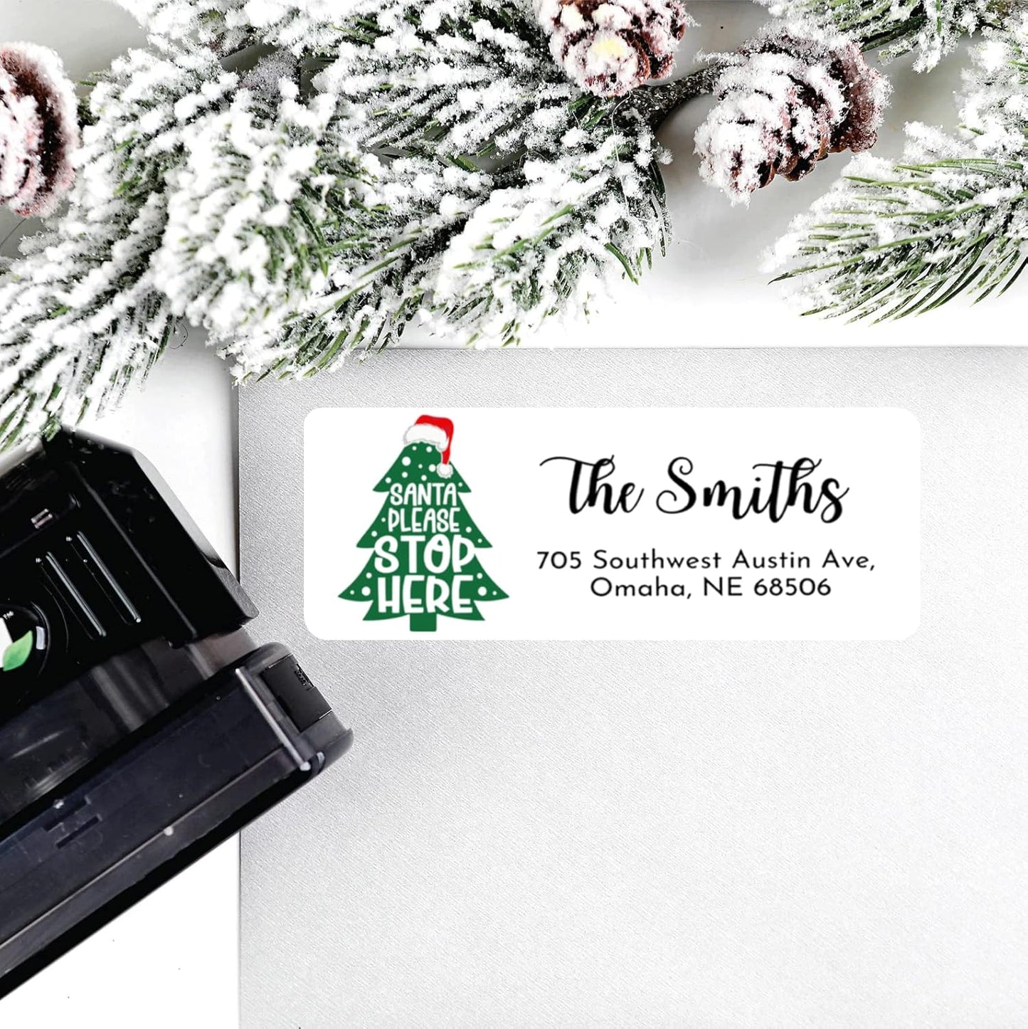 Personalized Christmas Return Address Labels - Custom Holiday Return Address Labels, Set of 120 Self Adhesive Mailing Rectangle Personalized Name Stickers (Pattern 6)