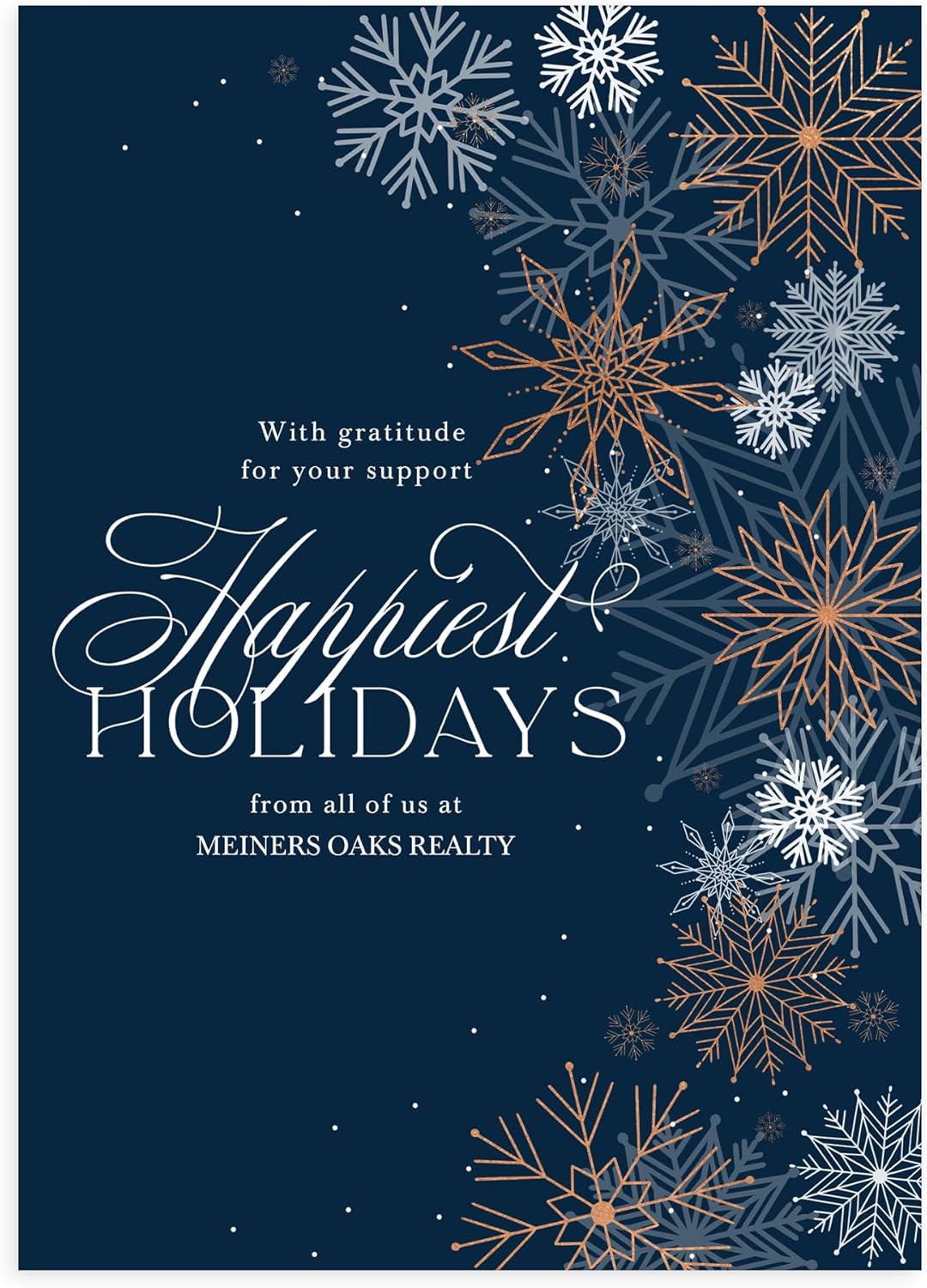 Let's Make Memories Personalized Business Christmas Cards with Envelopes - Premium Quality - 5x7-2025 Holiday Cards & White Envelopes - Shining Snowflakes - 150 ct