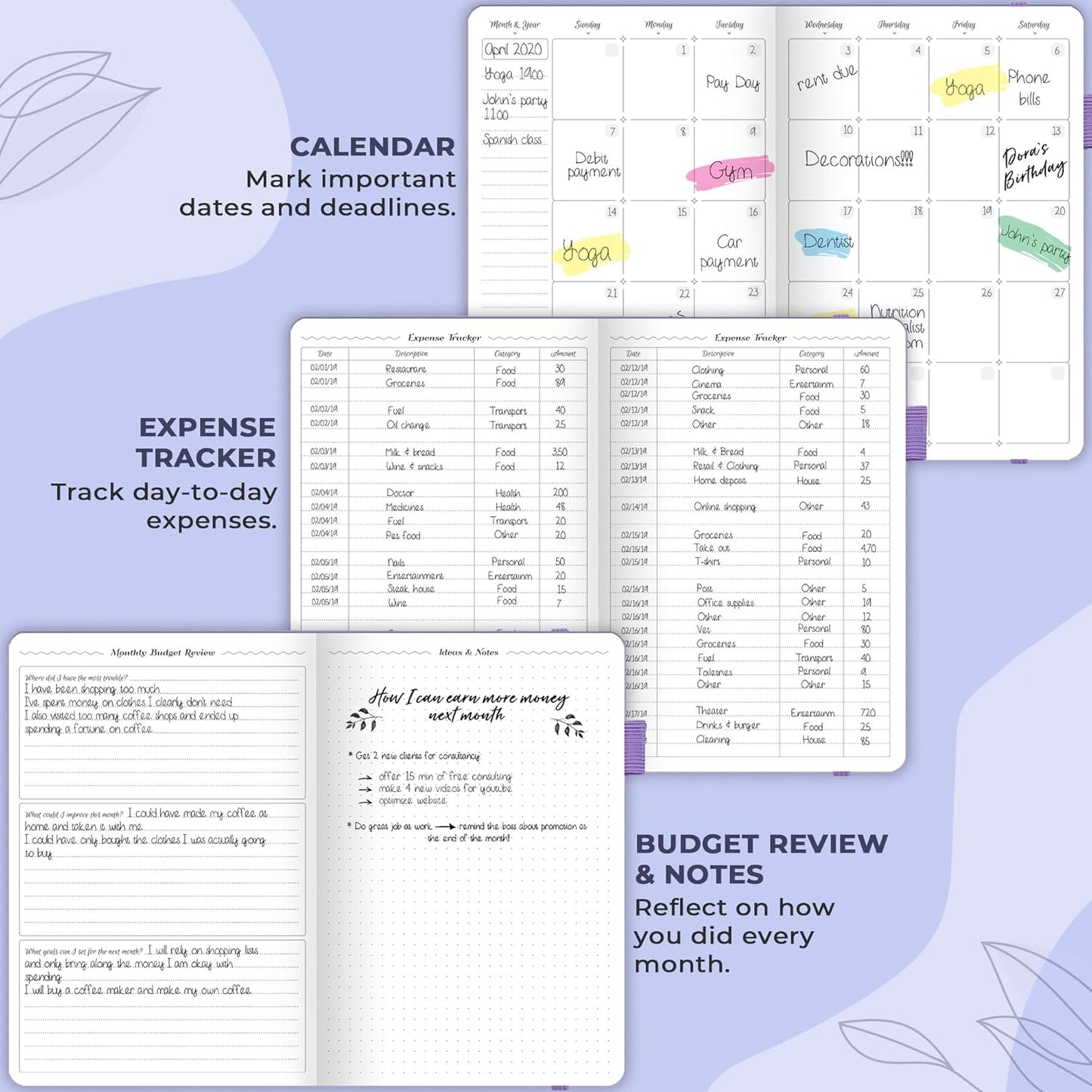 GoGirl Budget Planner – Monthly Financial Planner Organizer Budget Book. Expense Tracker Notebook Journal to Control Money, A5 (Lavender)