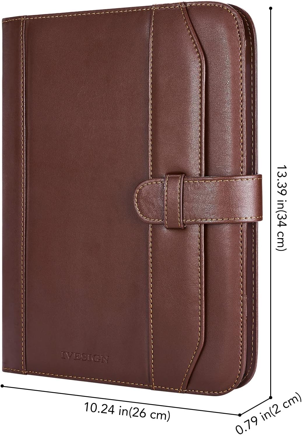 IVESIGN Leather Portfolio Notebook with Folder, Storage Clipboard with Cover for Legal Pad Holder Letter Size A4 Writing Pad for Business School Office Resume Conference Notepad Clip Boards (Brown)