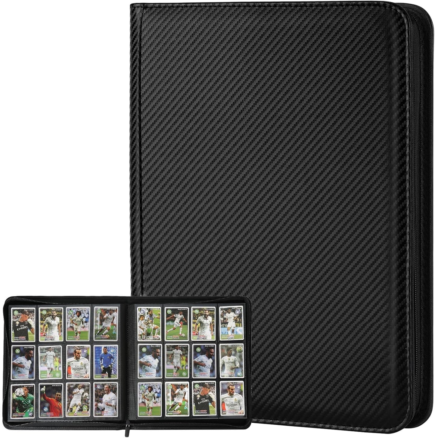 Trading Card Binder 12 Pocket, GERMUN PU Cover Card Binder for 720 Cards, Premium Trading Card Holder Folders, Double Sided Pocket Card Album for MTG, TCG (Carbon Black)