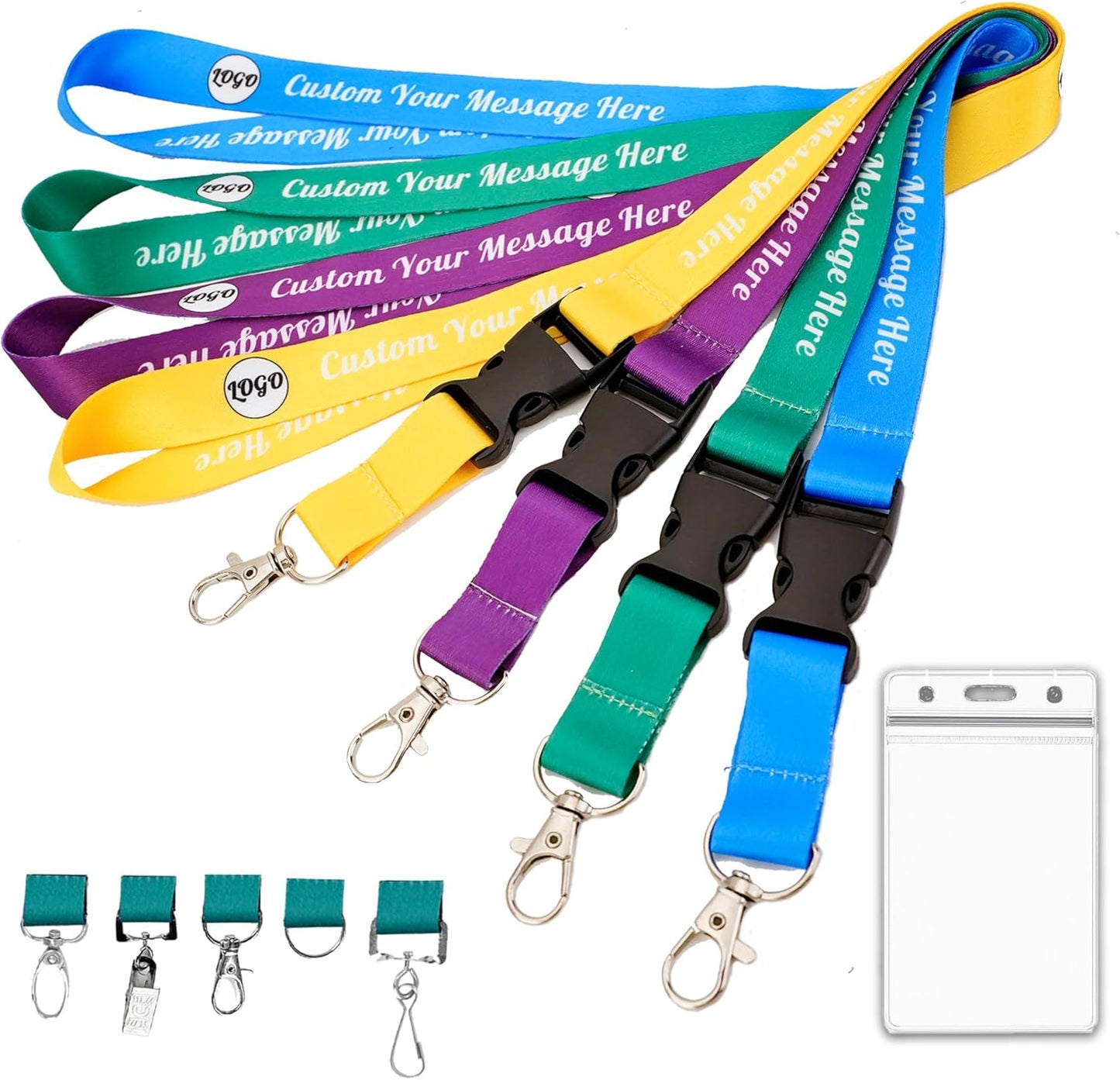 Custom Lanyards Bulk 50/100/5000PCS Custom Breakaway Lanyards with Text/Logo/Photo/Name, Personalized Neck Strap ID Badge Lanyard for Office Keys School Events, Quick Customization
