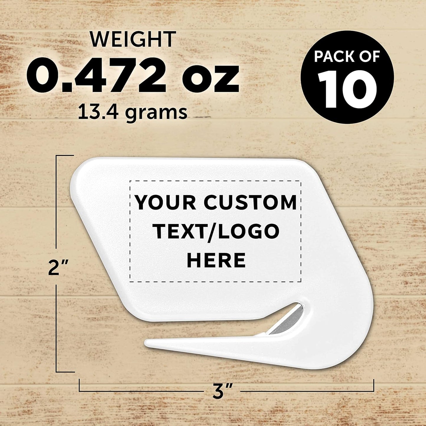 Custom Translucent Plastic Letter Openers Set of 10, Personalized Bulk Pack - Perfect for Home or Office - White