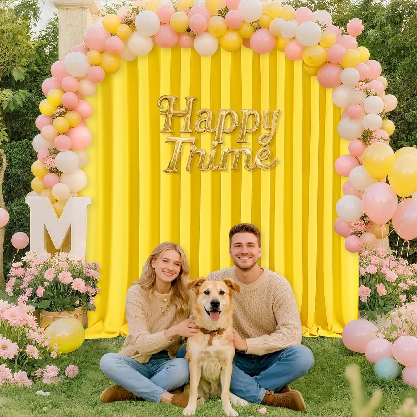 Yellow Backdrop Curtains Drapes 6 Panels 5ft x 10ft Polyester Photo Backdrop for Birthday Party Stage Window Decorations