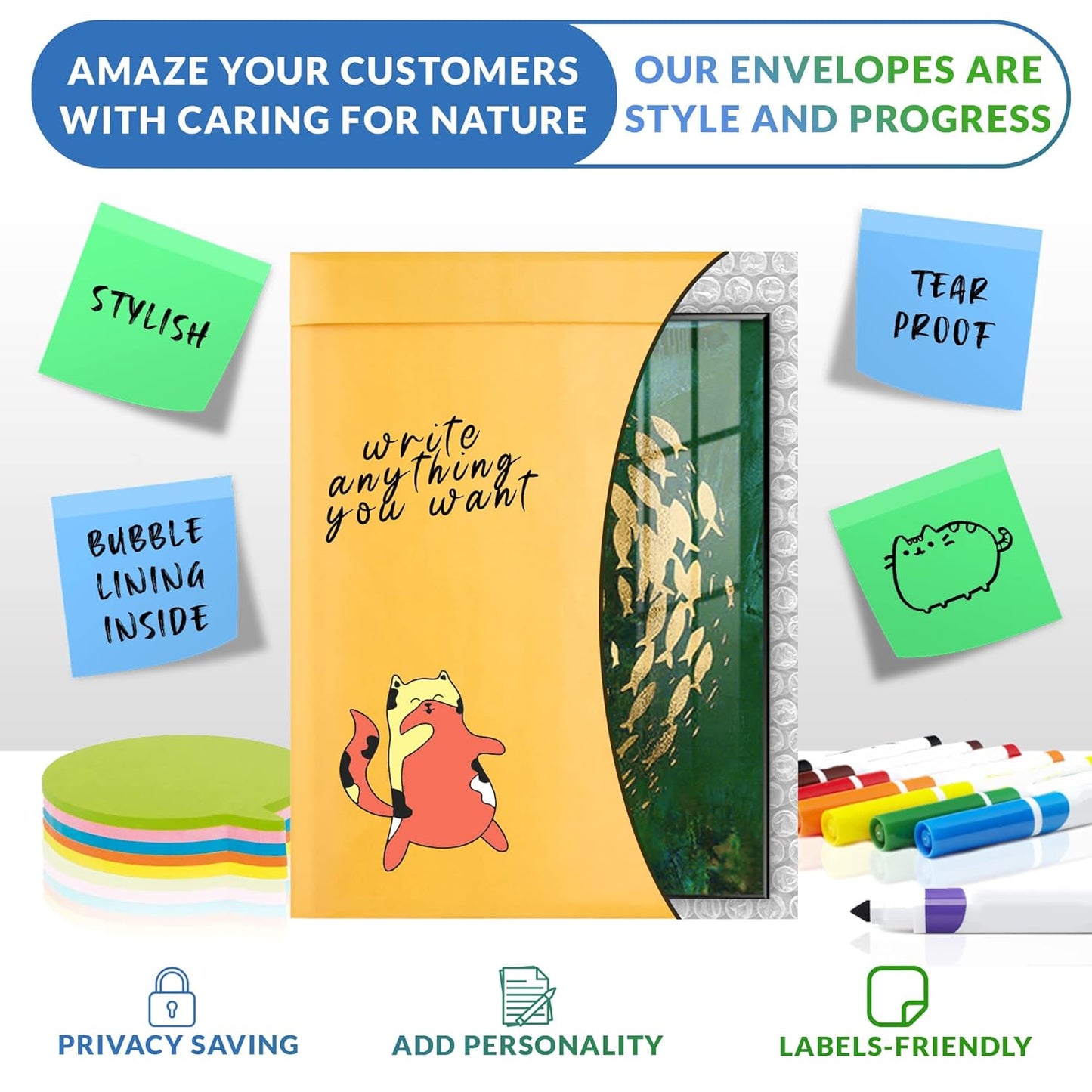 Yellow Kraft Bubble Mailer Envelopes, 8.5 x 13 Inches. 300 Pack Mail Padded Envelopes Self Seal. Waterproof Kraft Bubble Mailers. Tear-Resistant Mailing Envelope Padded. Sturdy Paper Mailer
