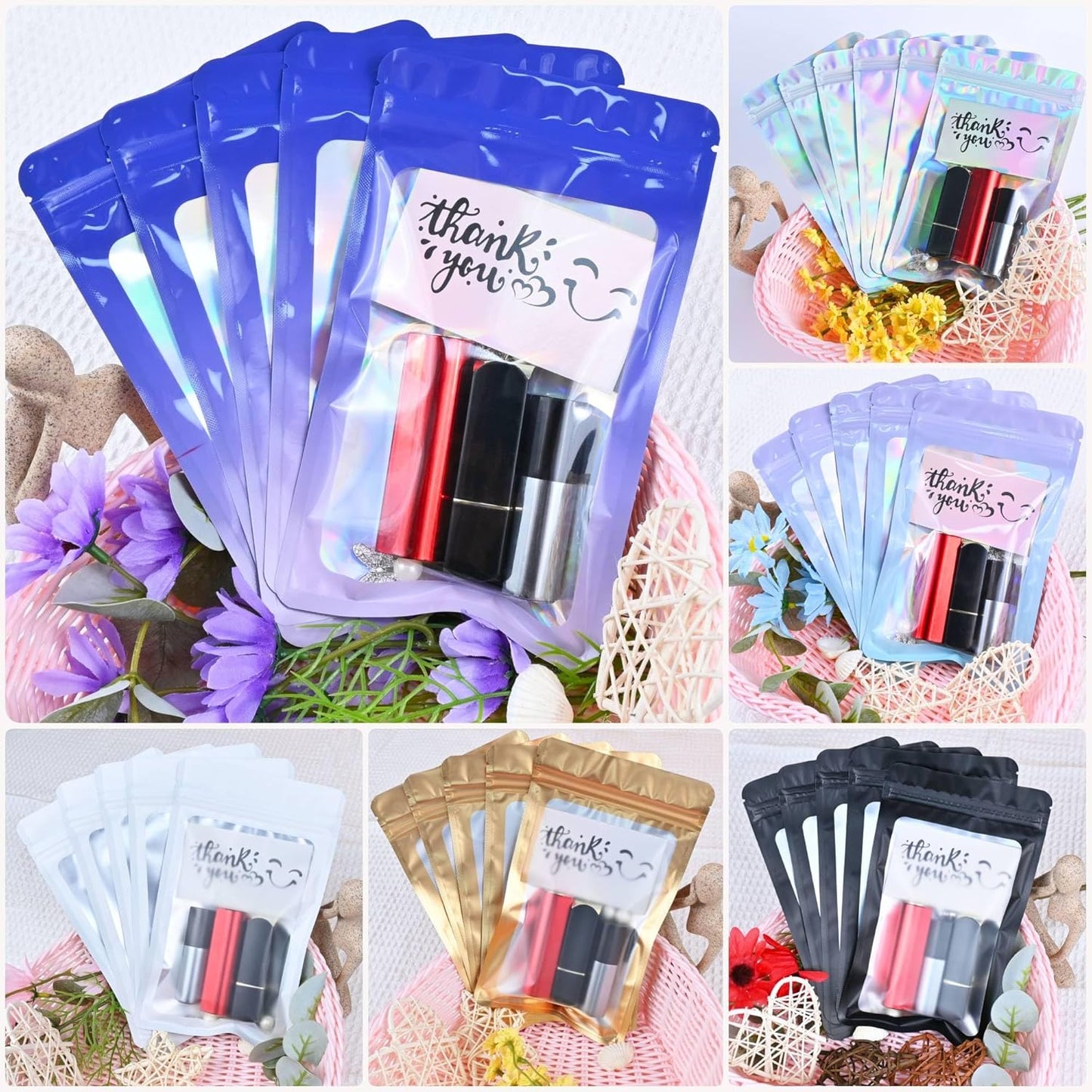 Resealable Mylar Pouch Bag Great for Office Home Party Favor Food Storage (100PCS, Red Color, 4 x 6 inch)