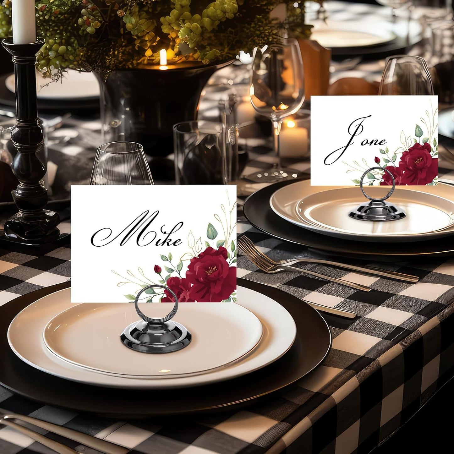 24 Pcs Table Number Holders Metal Place Card Holders Table Number Stands Tabletop Menu Sign Stands for Wedding Restaurant Recipe Banquet Birthday (Gunmetal Grey)
