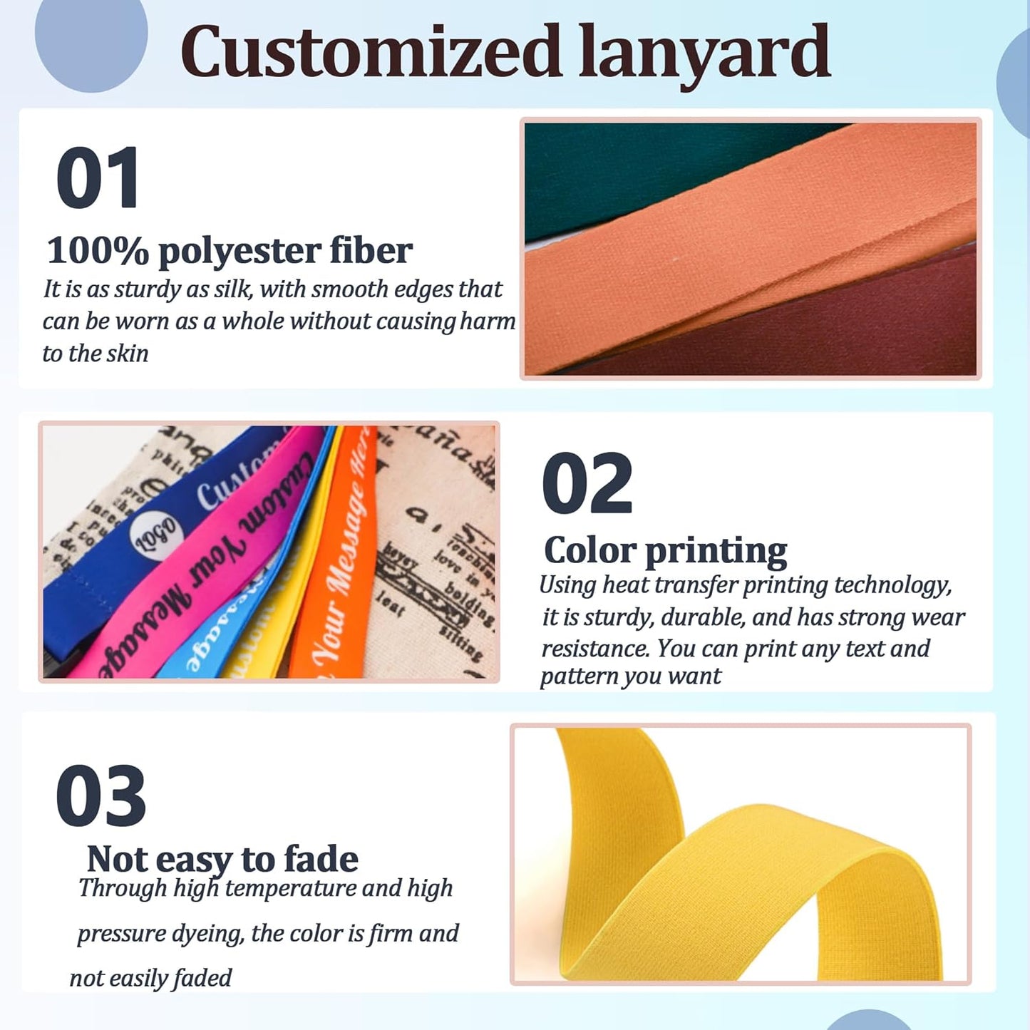 Custom Lanyards Bulk 50/100/5000PCS Custom Breakaway Lanyards with Text/Logo/Photo/Name, Personalized Neck Strap ID Badge Lanyard for Office Keys School Events, Quick Customization