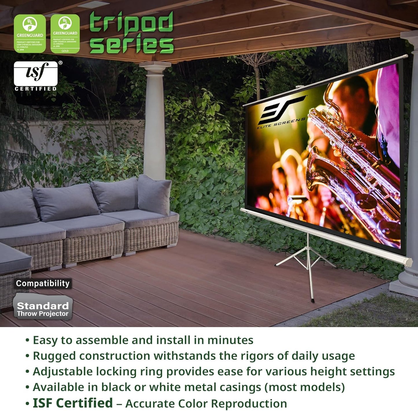 Elite Screens Tripod Series, Portable Pull Up Home Movie/Theater/Office Projector Screen (85-inch/ 1:1)