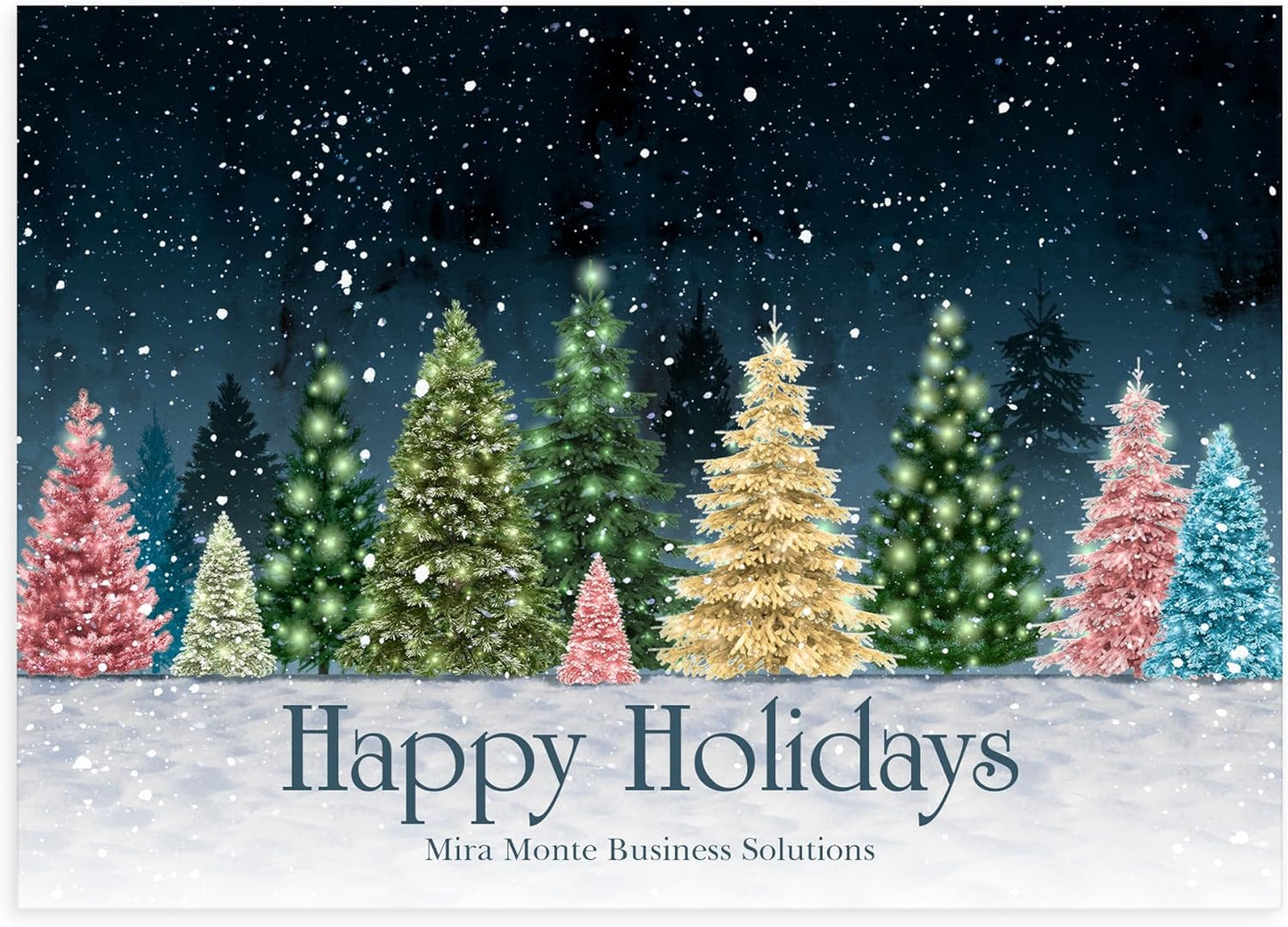 Let's Make Memories Personalized Business Christmas Cards with Envelopes - Premium Quality - 5x7-2025 Holiday Cards & White Envelopes - Colorful Snowscape - 25 ct