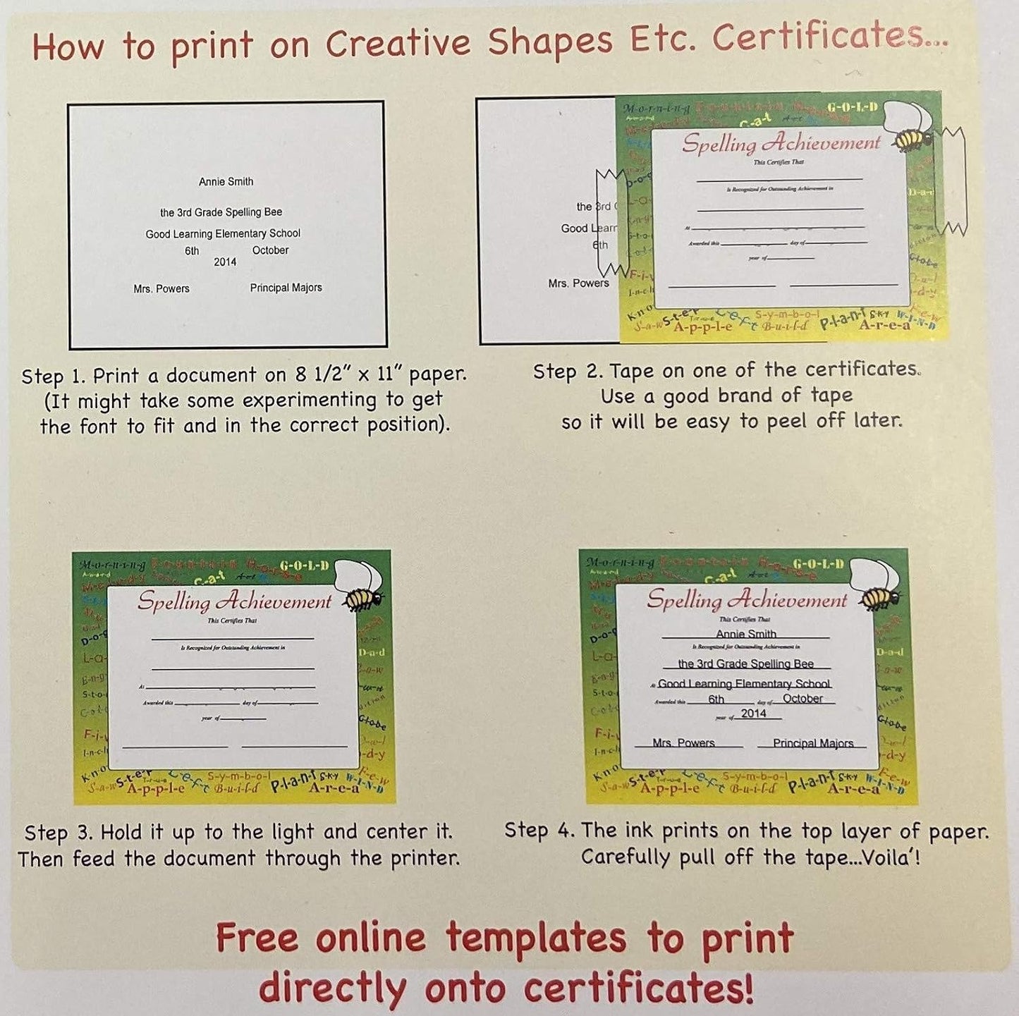 SHAPES ETC. 30pcs Perfect Attendance Recognition Certificates 11inx8.5in Colorful Award Kids Student Graduations Moving Up Ceremonies Achievement Days Banquets Academic Competitions USA Made