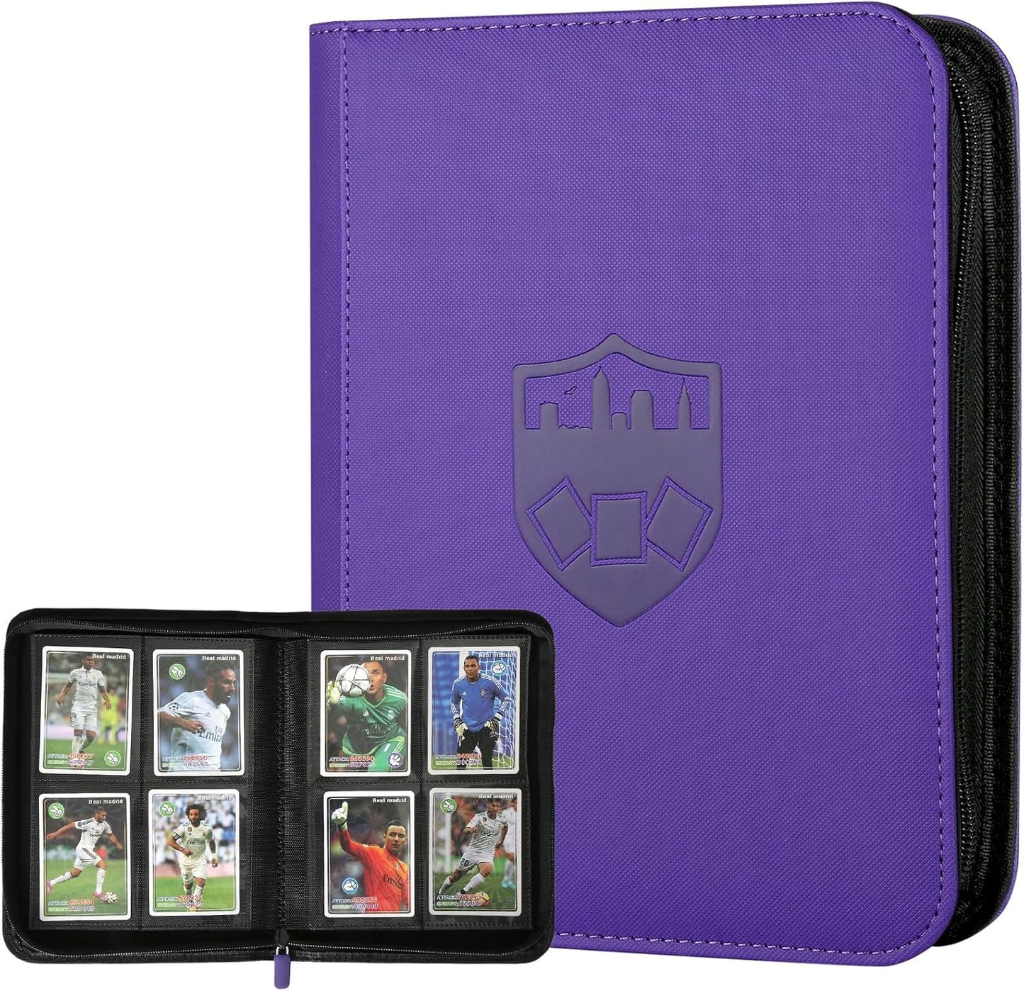 Trading Card Binder 4 Pocket, GERMUN PU Cover Card Binder for 160 Cards, Premium Trading Card Holder Folders, Double Sided Pocket Card Album for MTG, TCG (Purple)