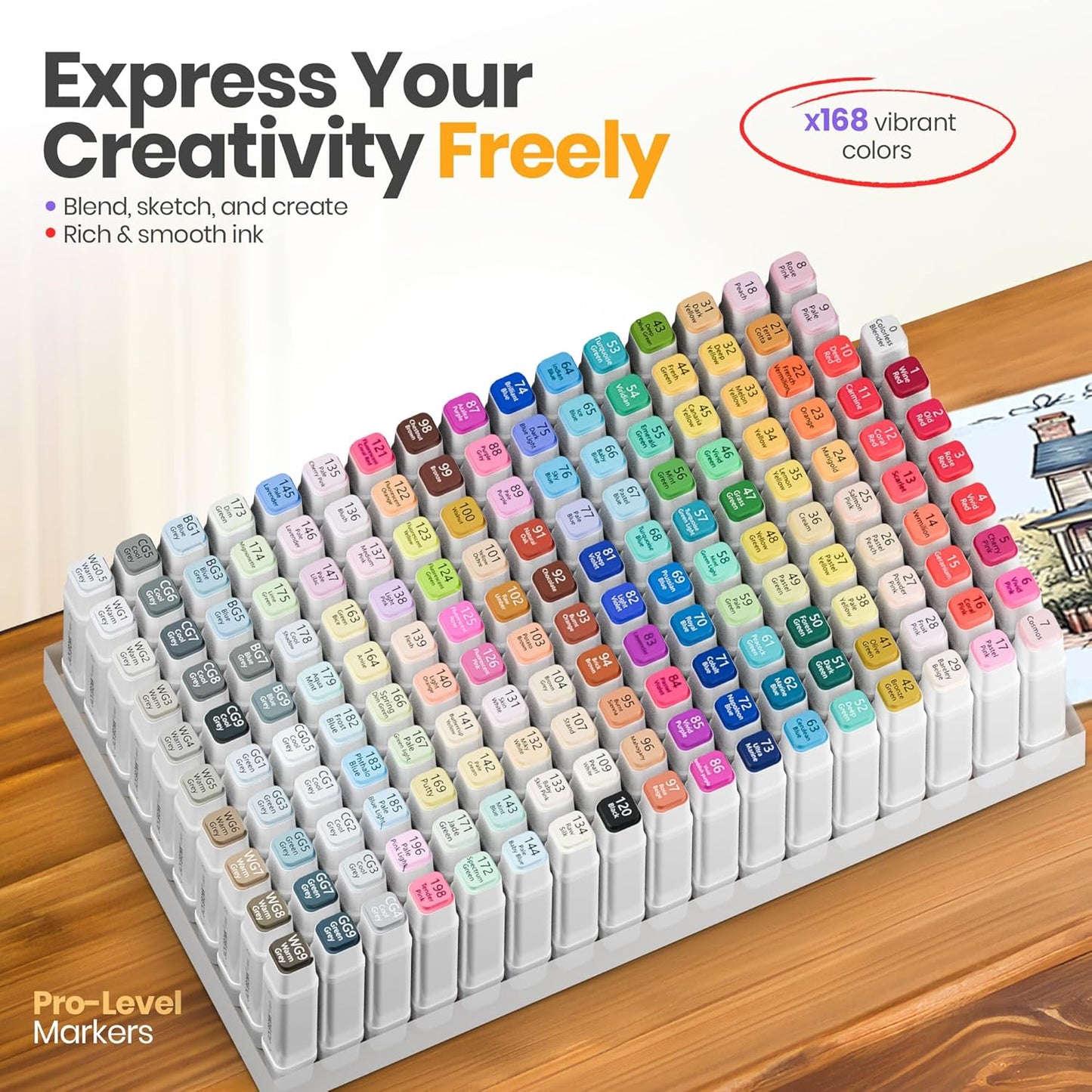 JACK BROWN 168 Colors Alcohol Markers Set with Fine & Chisel Dual Tip - Professional Art Markers for Adults & Kids, Perfect for Drawing, Sketching, Coloring & Animation - Includes Durable Marker Case