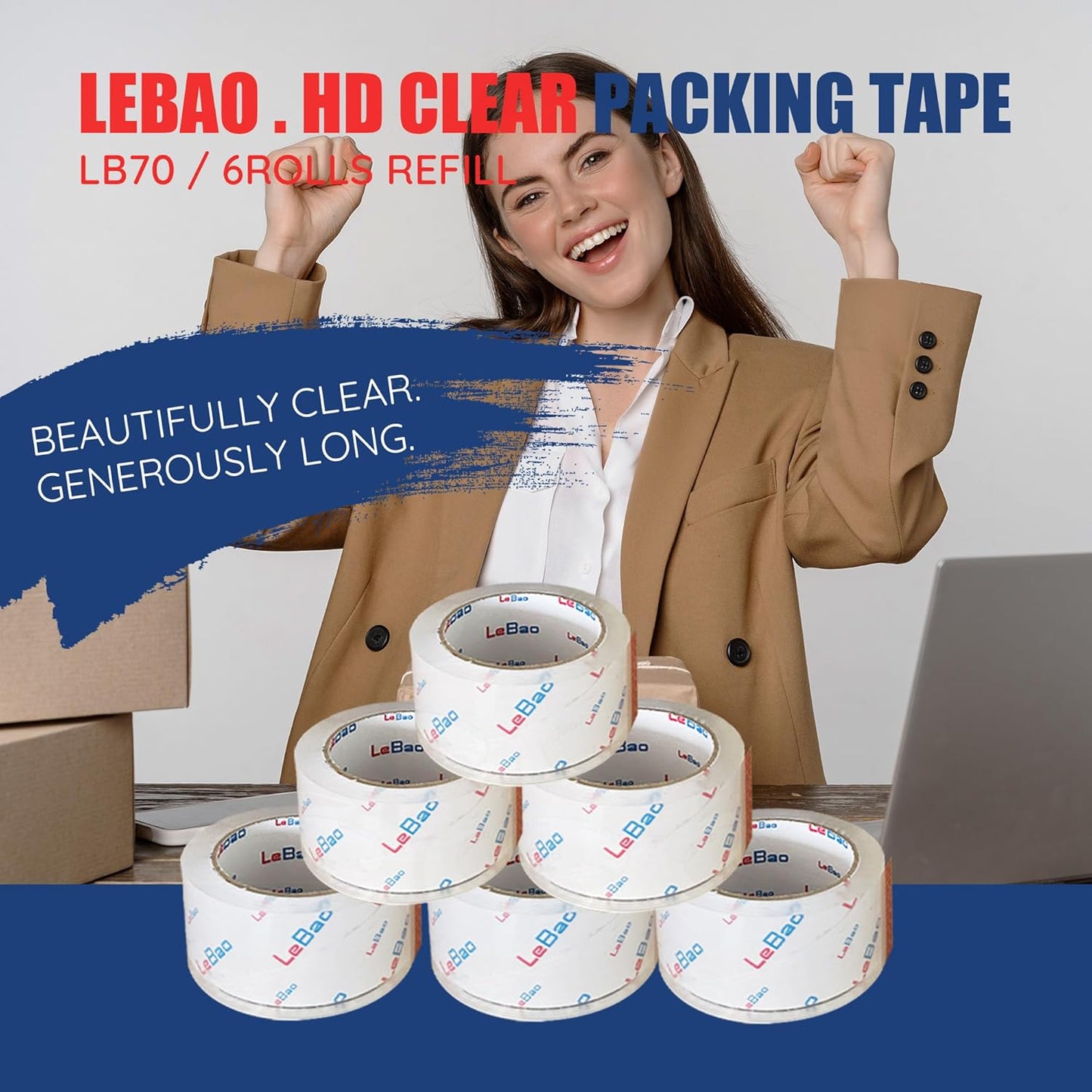 Heavy Duty Packing Tape for Moving Boxes - 1.88" x 360Yds (6 Rolls) Clear Moving Tape for Boxes, Secure Sealing for Cardboard, Bubble Wrap, Shipping Supplies (6, Packing Tape Refill)