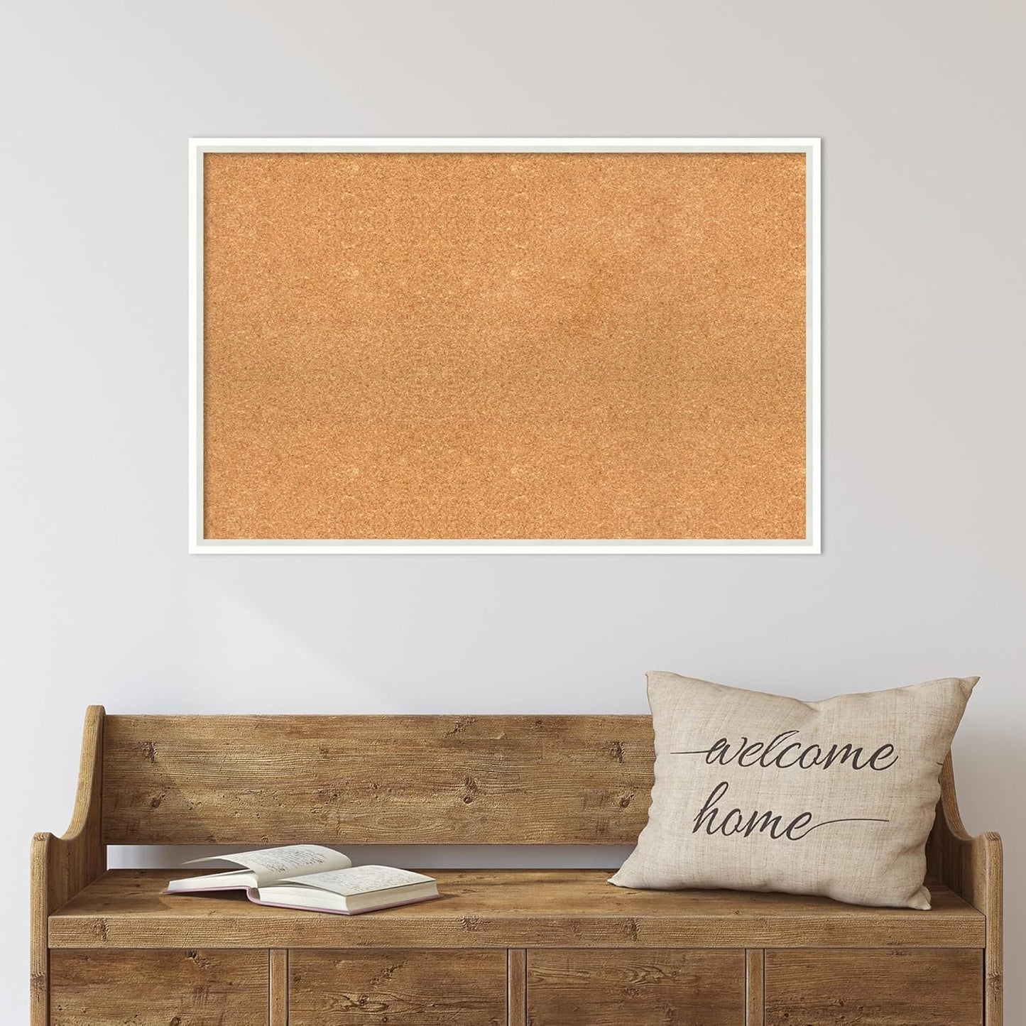 Amanti Art Natural Cork Board for Wall, 23x35 Vision Board with White Frame, Large Corkboard Office Decor for Home Organization, Modern Corkboard Pinboard to Display Items for Home Organization in