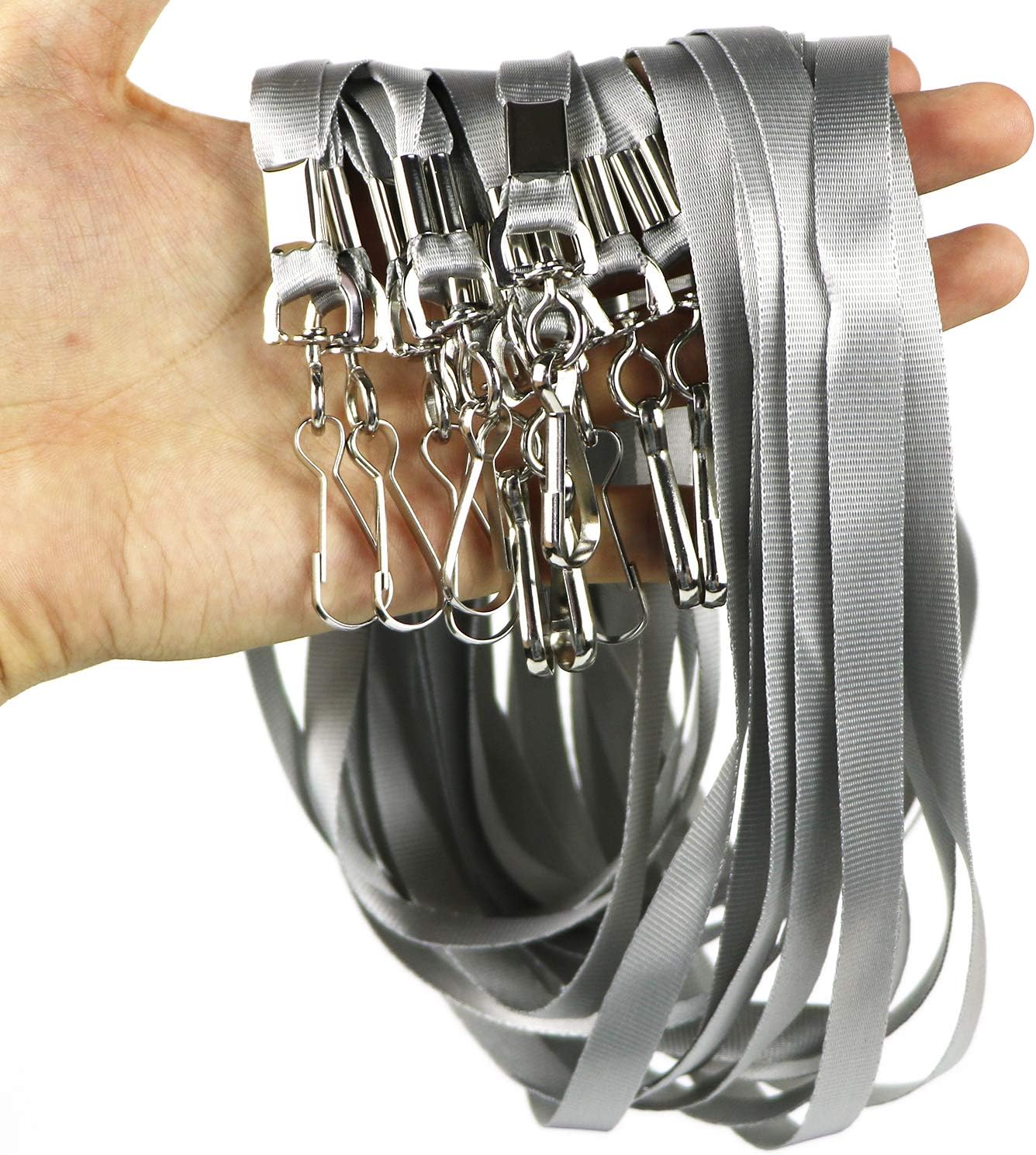 Bulk Lanyards Premium Cruise Lanyard Nylon Badge Lanyards Id Holder Perfect for Office, Kids, Teachers (Gray, 100Pack)