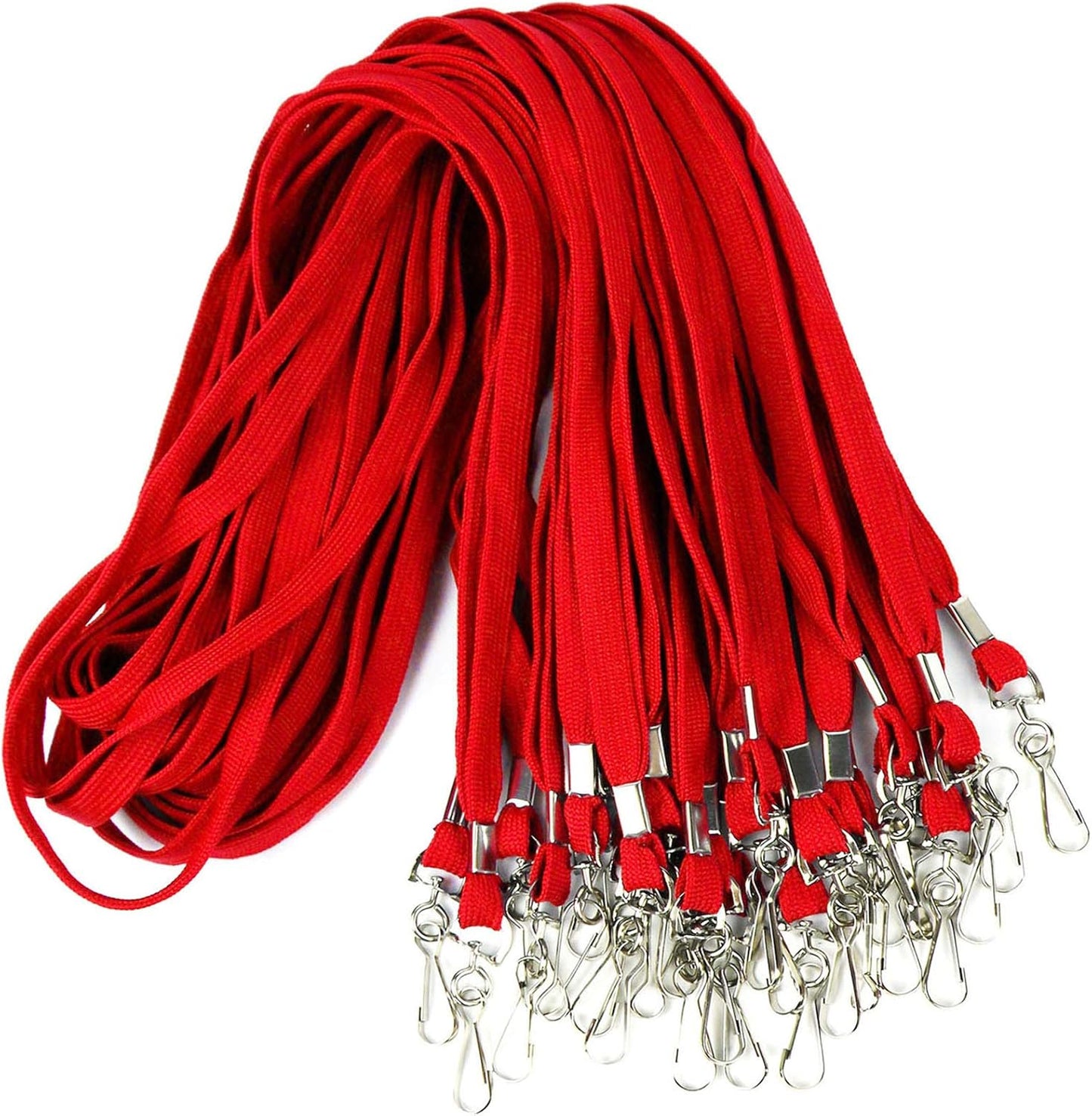 Ollain Badge Lanyards Flat Lanyard Swivel Hooks Durably Neck Bulk lanyards with Clip for Women/Men Business Card Lanyards ID Card Lanyards Employee Lanyards Students (Red, 100 Pack)