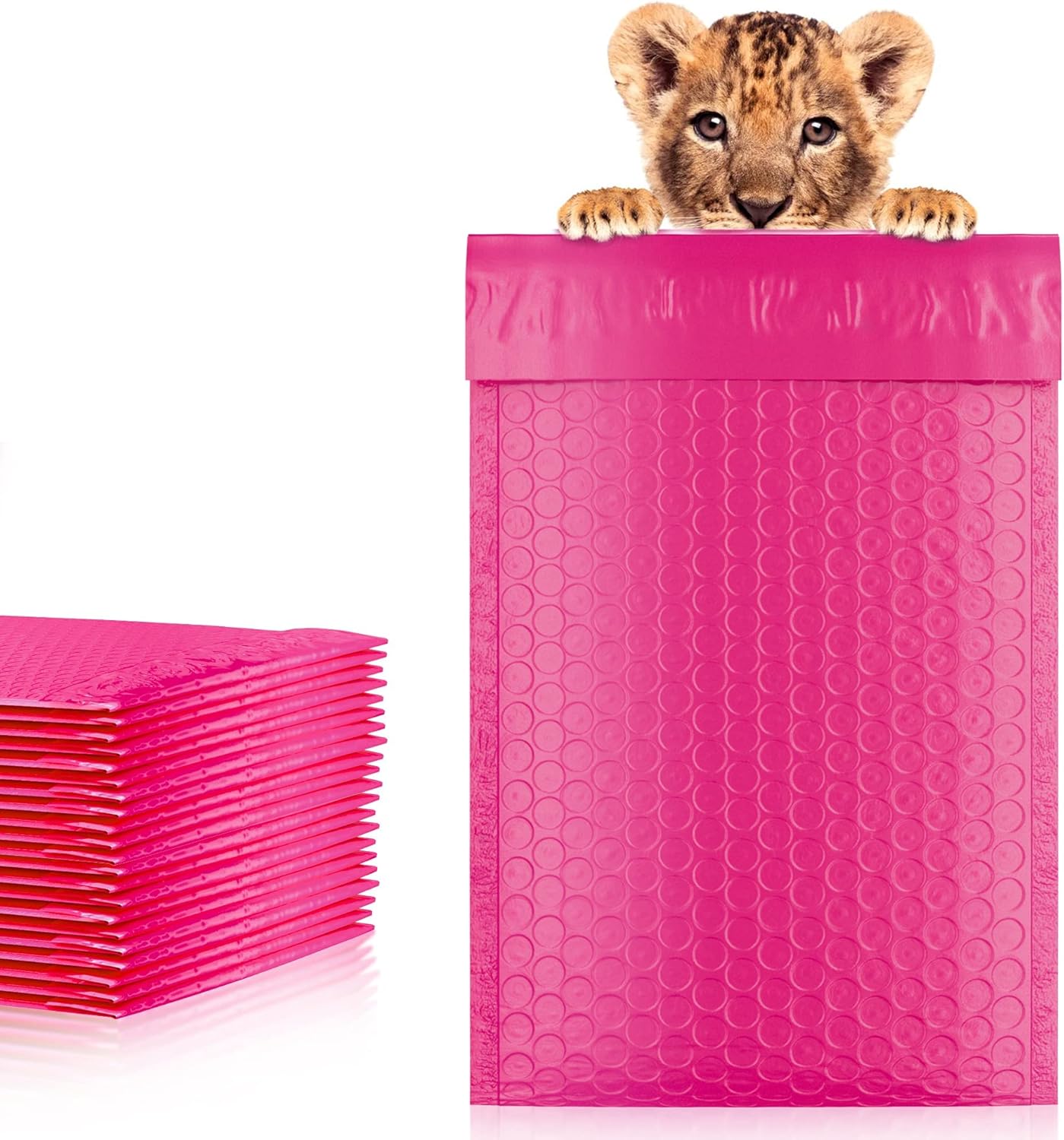 Pink Poly Bubble Mailers Self Seal, 4 x 7 Inch. Pack of 500 Bubble Packaging Envelopes for Shipping. Durable Padded Envelopes Waterproof. Self Seal Padded Mailers. Shipping Packages