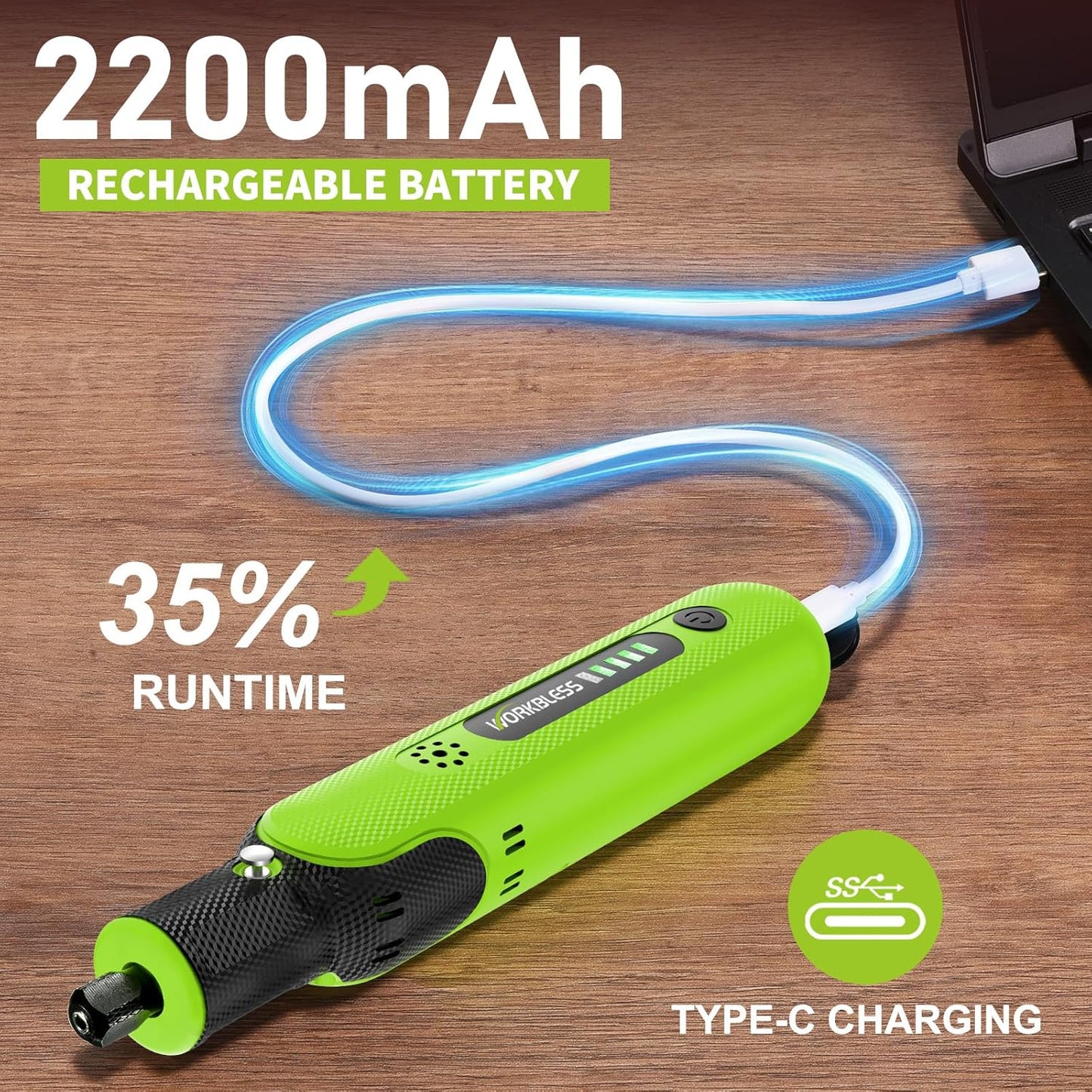 8V Cordless Rotary Tool Kit with 103pcs Accessories, USB-C Charging, 5-Speed 25000RPM mini cordless rotary tool， Power Rotary Tool for Engraving, Sanding, Drilling, Polishing, DIY Crafts