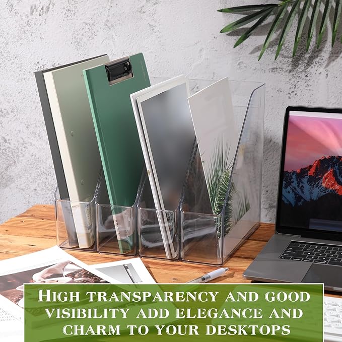 20 Pcs Clear Acrylic Magazine File Holder Plastic Desk Organizer - Image 4