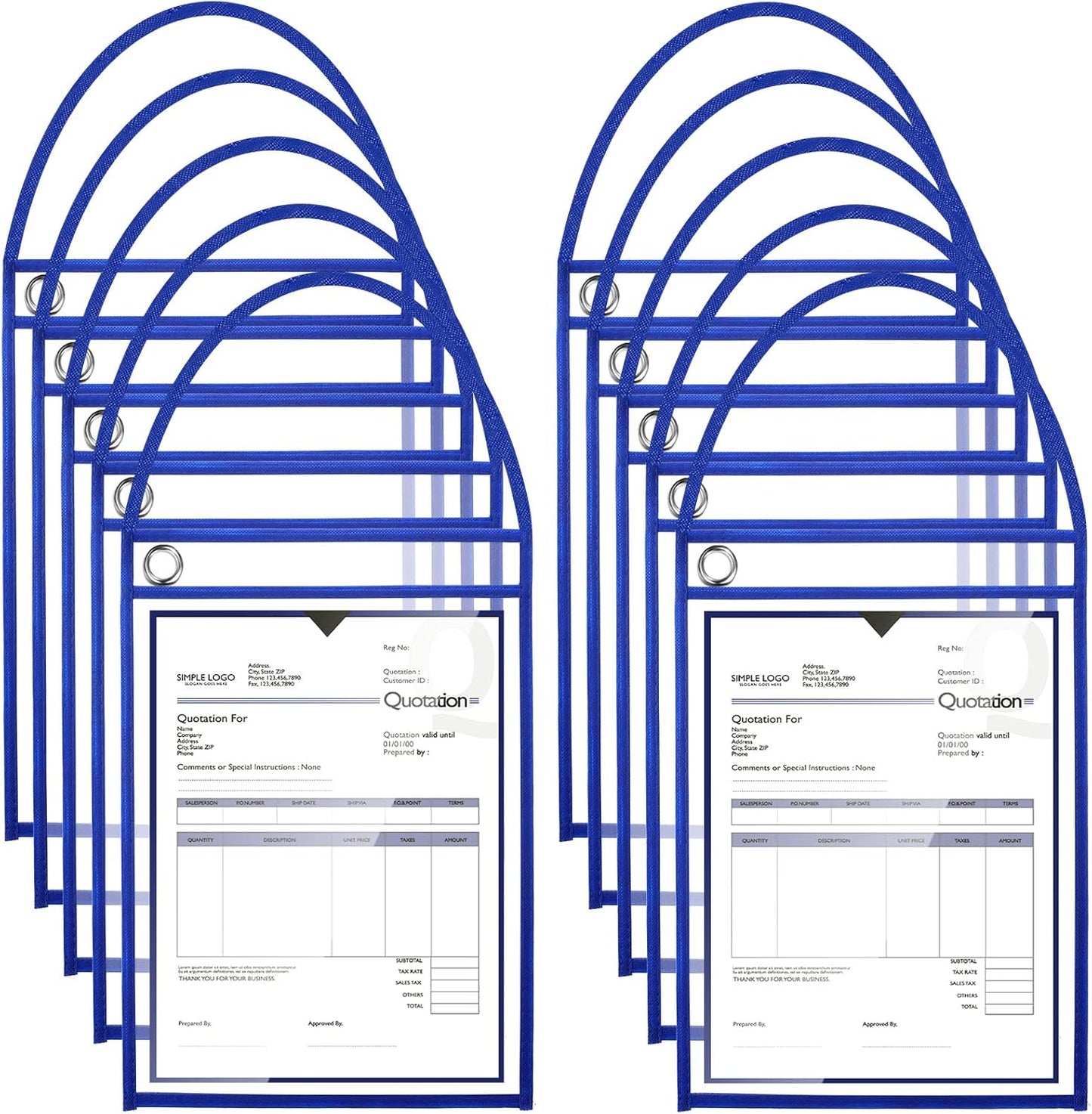 Epakh 30 Pack Office Products Shop Ticket Holders with Hanging Strap 9 x 12 Inches, Dry Erase Pockets, Job Ticket Holders, Both Sides Clear, Welcome to Work Order(Blue)