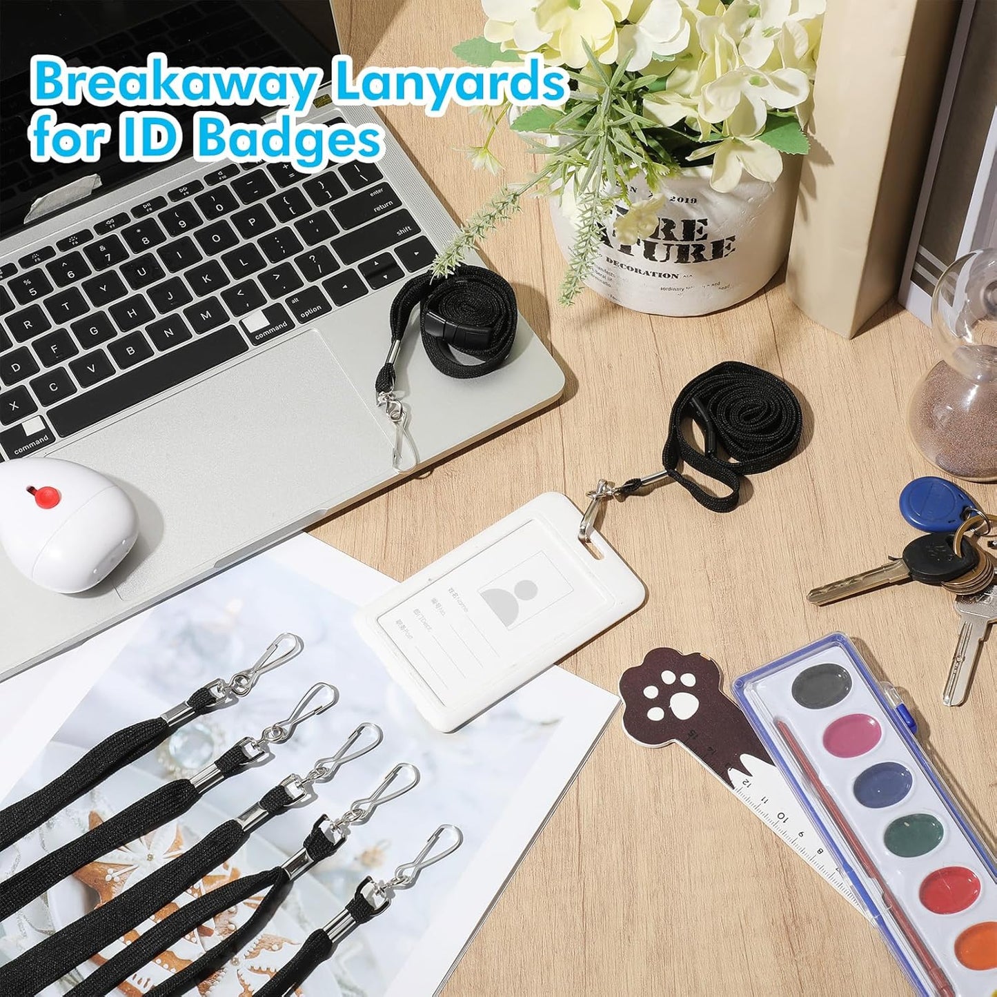 Windyun Breakaway Lanyards for ID Badges Bulk Lanyards Strap with J Hook Flat Lanyards School and Office Supplies