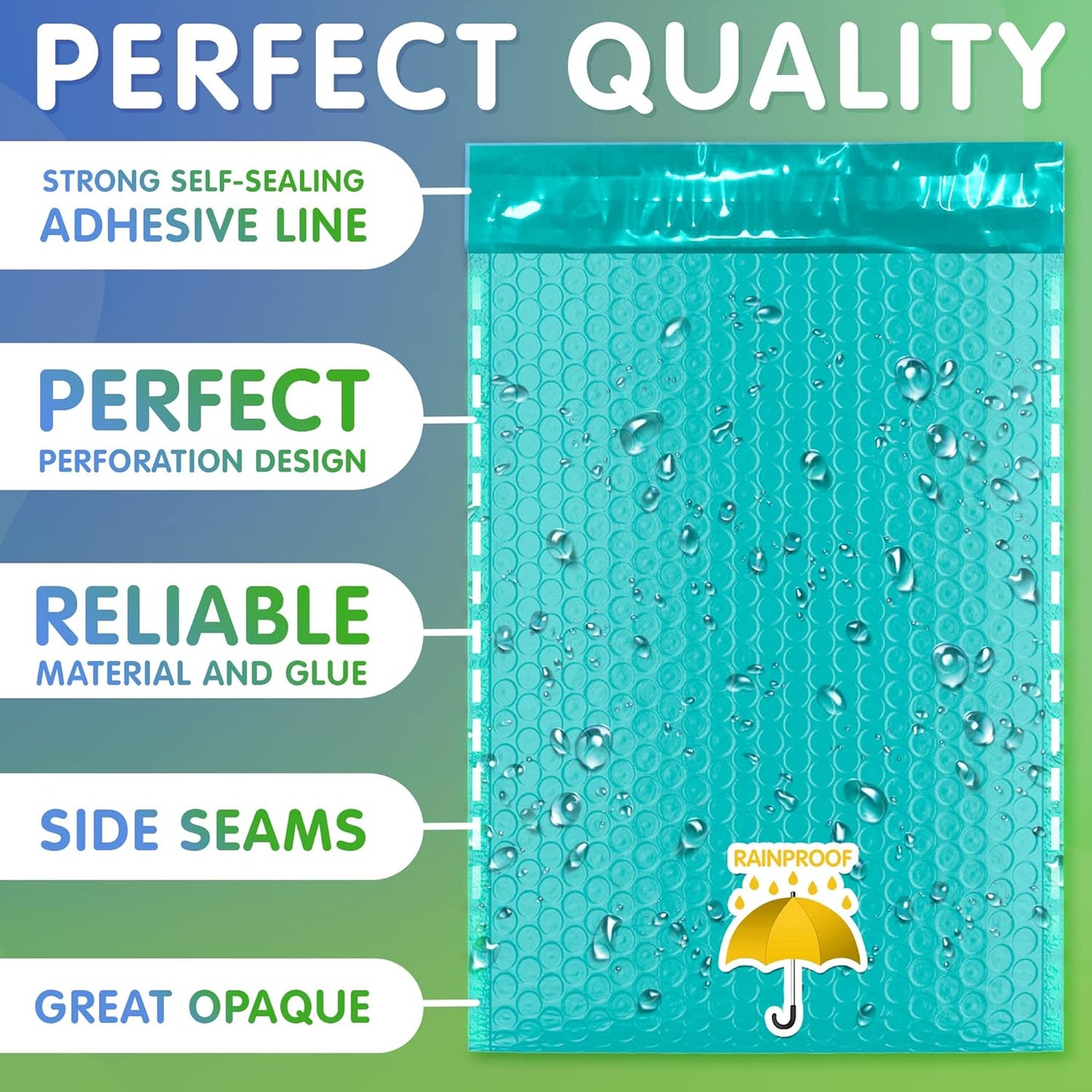 Teal Poly Bubble Mailers Self Seal, 7.25 x 11 Inch. Pack of 25 Bubble Packaging Envelopes for Shipping. Durable Padded Envelopes Waterproof. Self Seal Padded Mailers. Shipping Packages