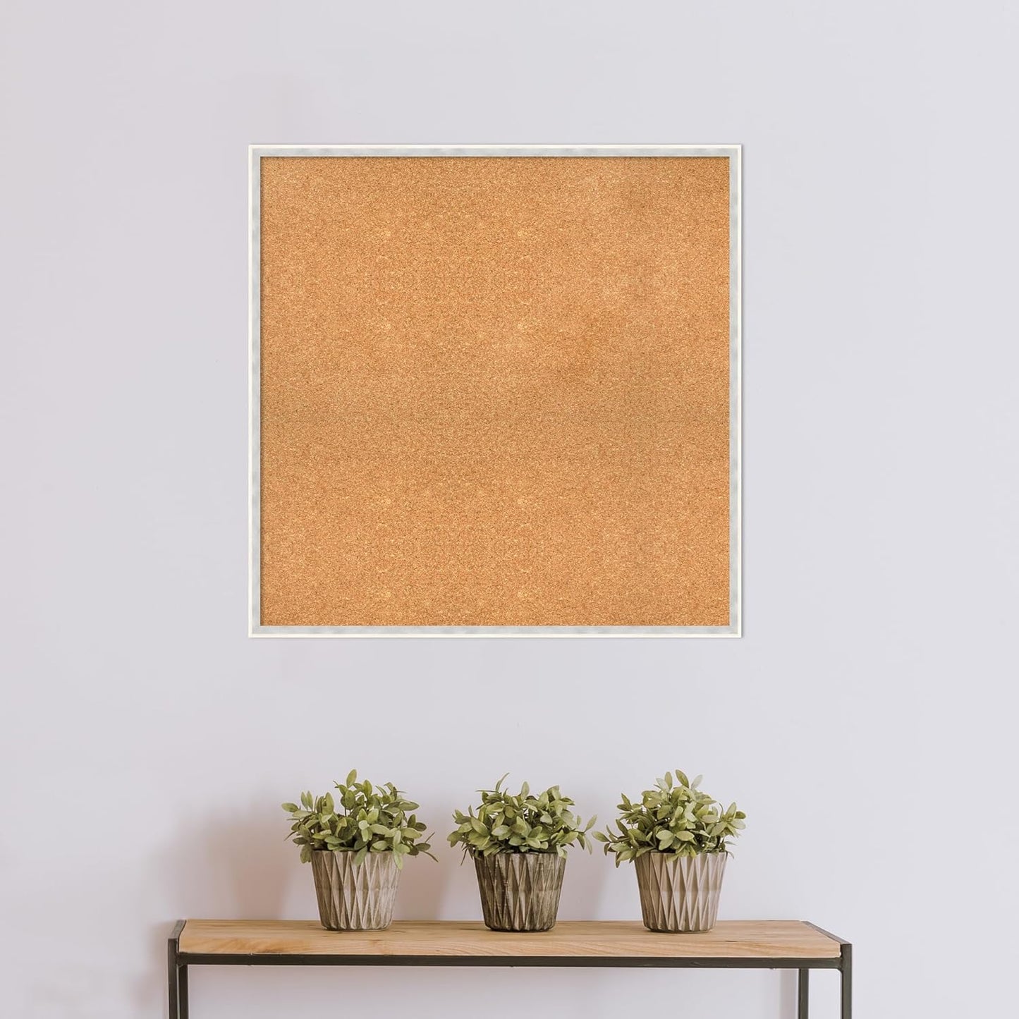 Amanti Art Natural Cork Board for Wall, 33x33 Vision Board with White Frame, Large Corkboard Office Decor for Home Organization, Modern Corkboard Pinboard to Display Items for Home Organization in