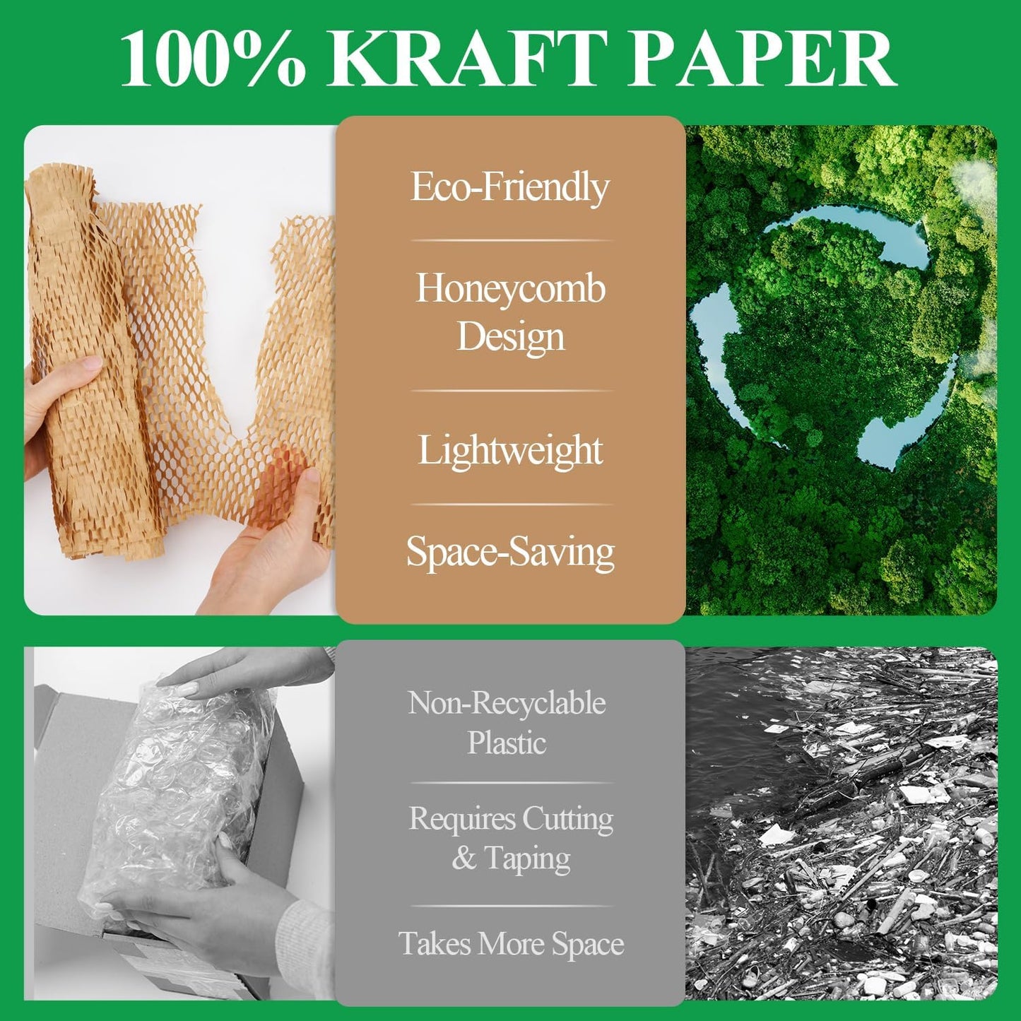 Honeycomb Packing Paper Wrap 12"x60' Recycled Bubble Cushioning Wrap Roll Eco Friendly Shipping Boxes Moving Wrap Packing Supplies Material with 10 Fragile Sticker Labels