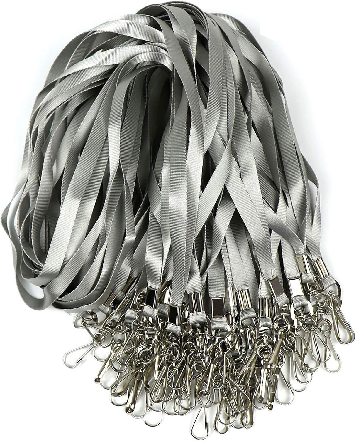 Beebel Gray Lanyard Bulk Lanyards for Id Badges Flat Lanyard with Badge Clip Swivel Hook 50 Pack