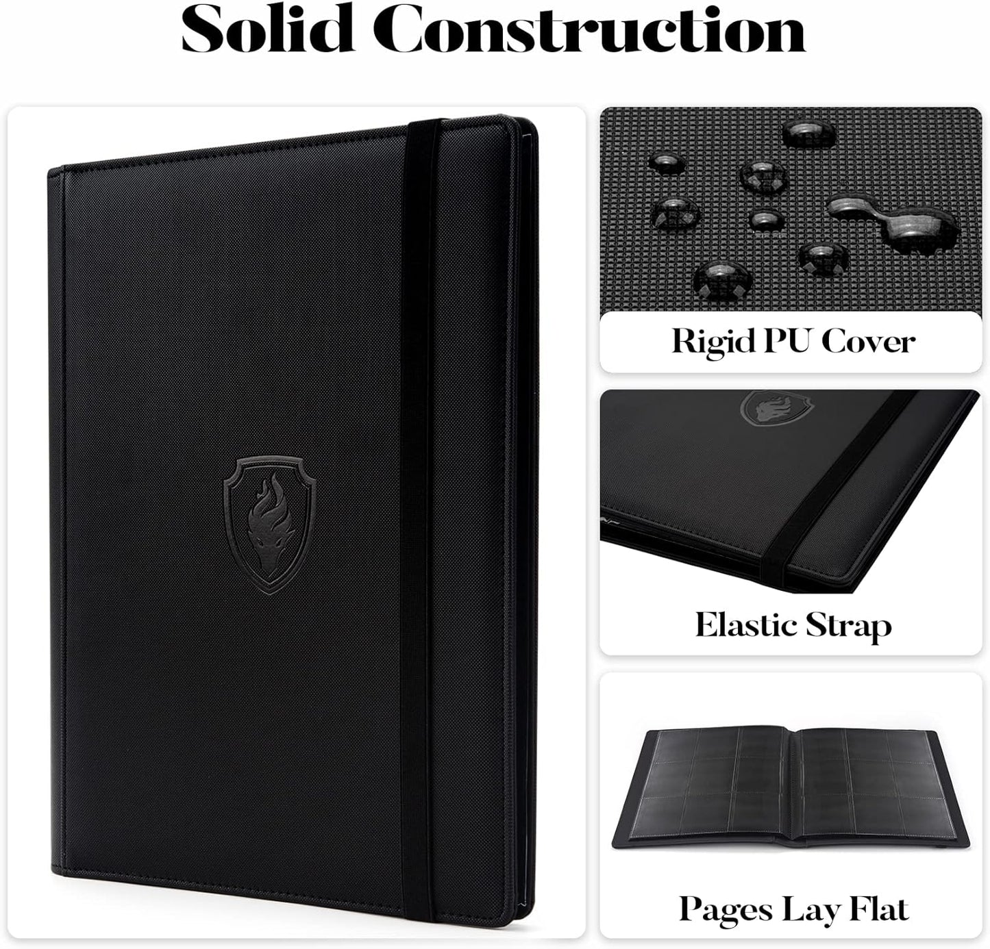 Trading Card Binder 9 Pocket, Fabmaker PU Cover Card Collection Binder for 360 Cards, Premium Card Book, Sturdy Card Holder Folders, Card Album for YuGiOh, MTG, TCG, Game Cards & Sports Cards, Orange