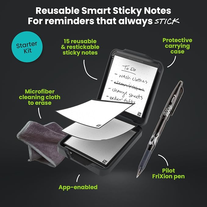 Rocketbook Reusable Sticky Notes Starter Pack, Restick and Reorganize Memo Pads - Image 3