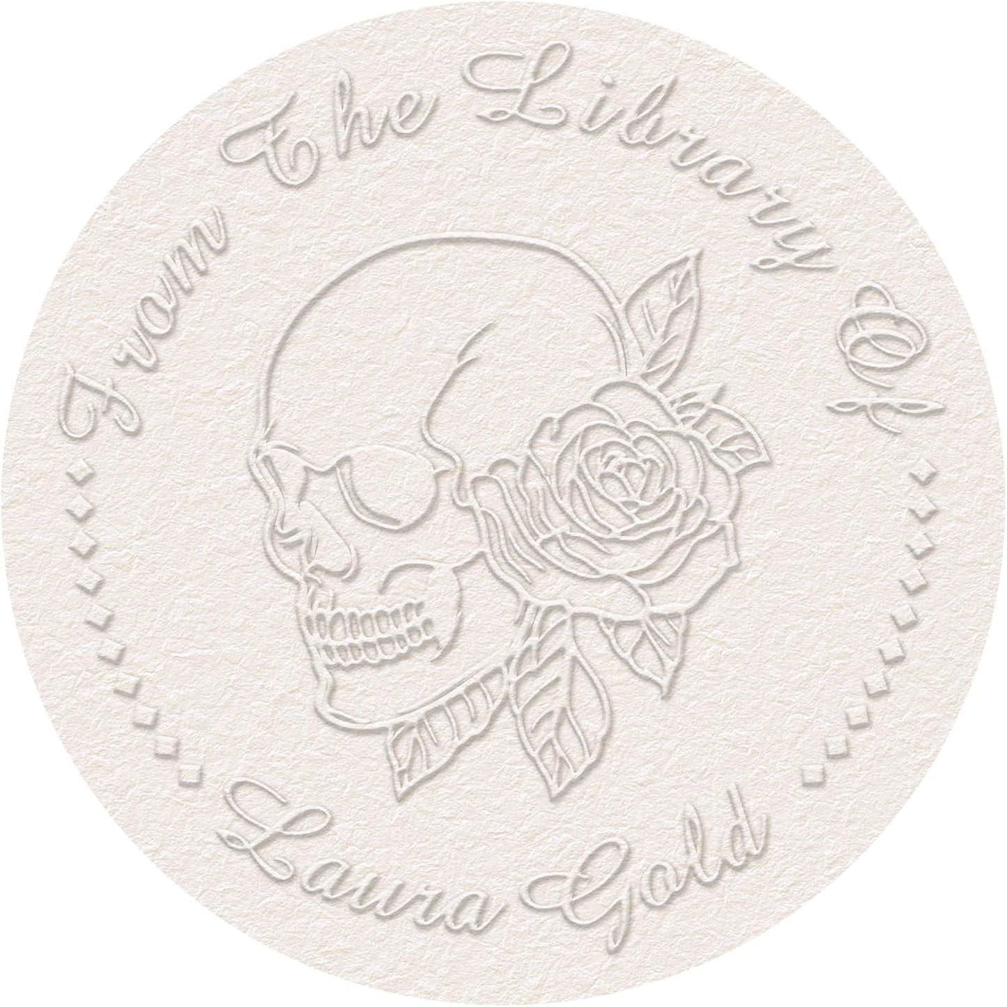 Skull Themed Library Book Embosser，Custom Book Business Card Paper Document Notebook，Self Inking Stamp，Book Lover Gifts，Christmas Gifts (Style12)